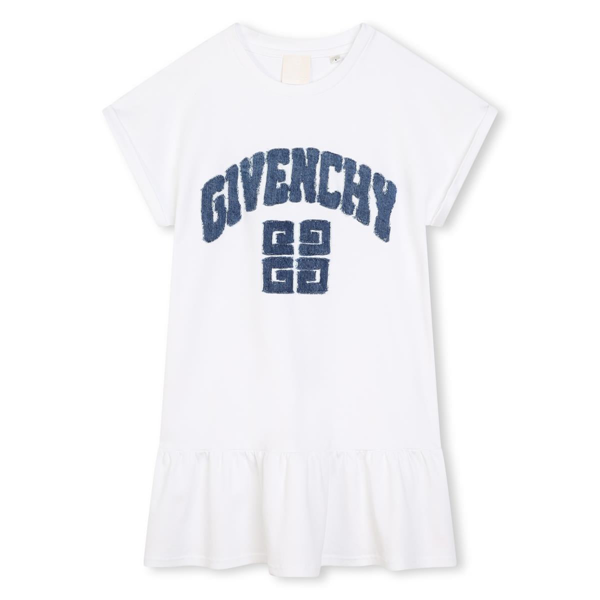 Girls White Logo Cotton Dress