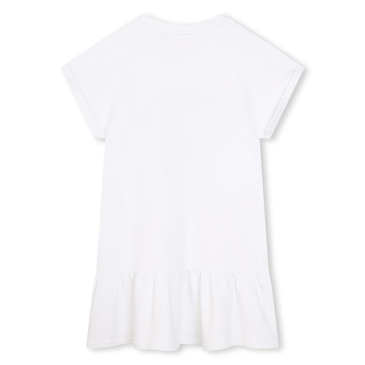 Girls White Logo Cotton Dress