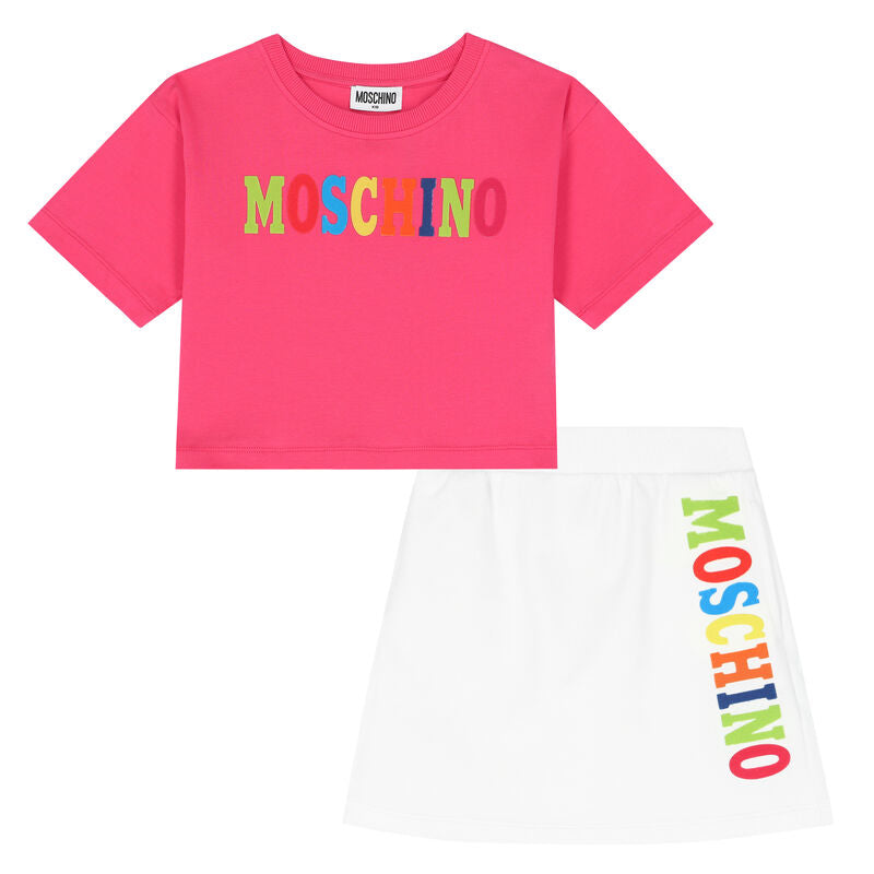 Girls Pink Cotton T-Shirt Set