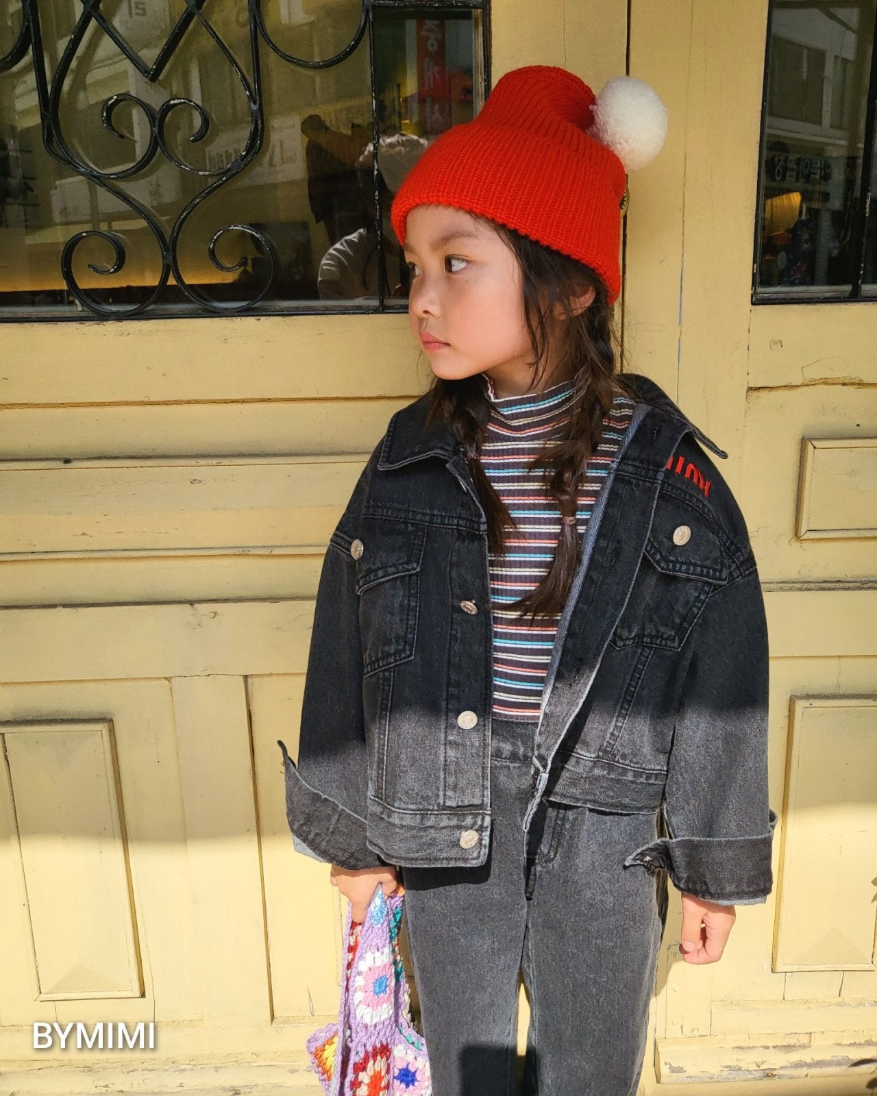 Girls Brown Stripes Cotton T-Shirt