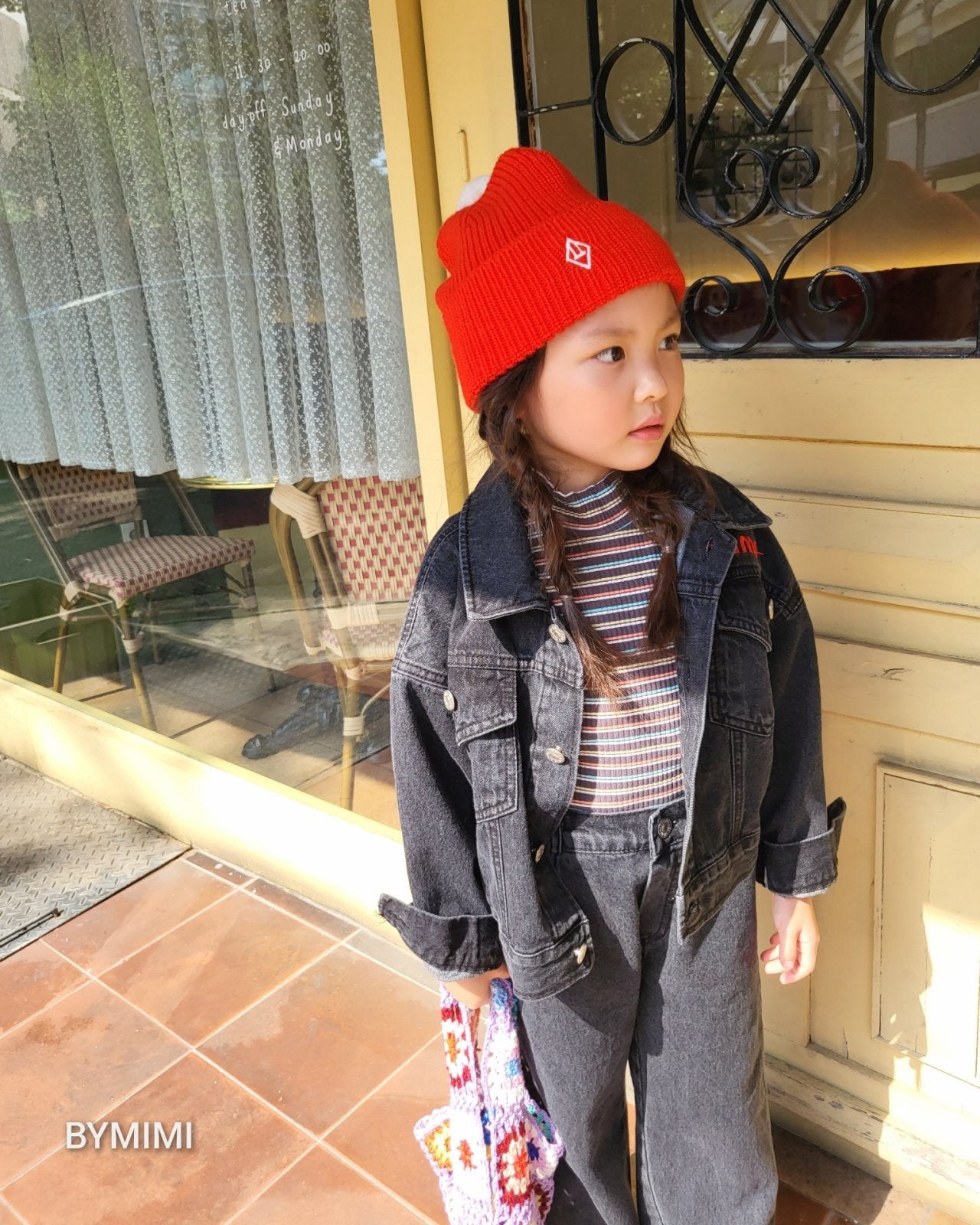 Girls Brown Stripes Cotton T-Shirt