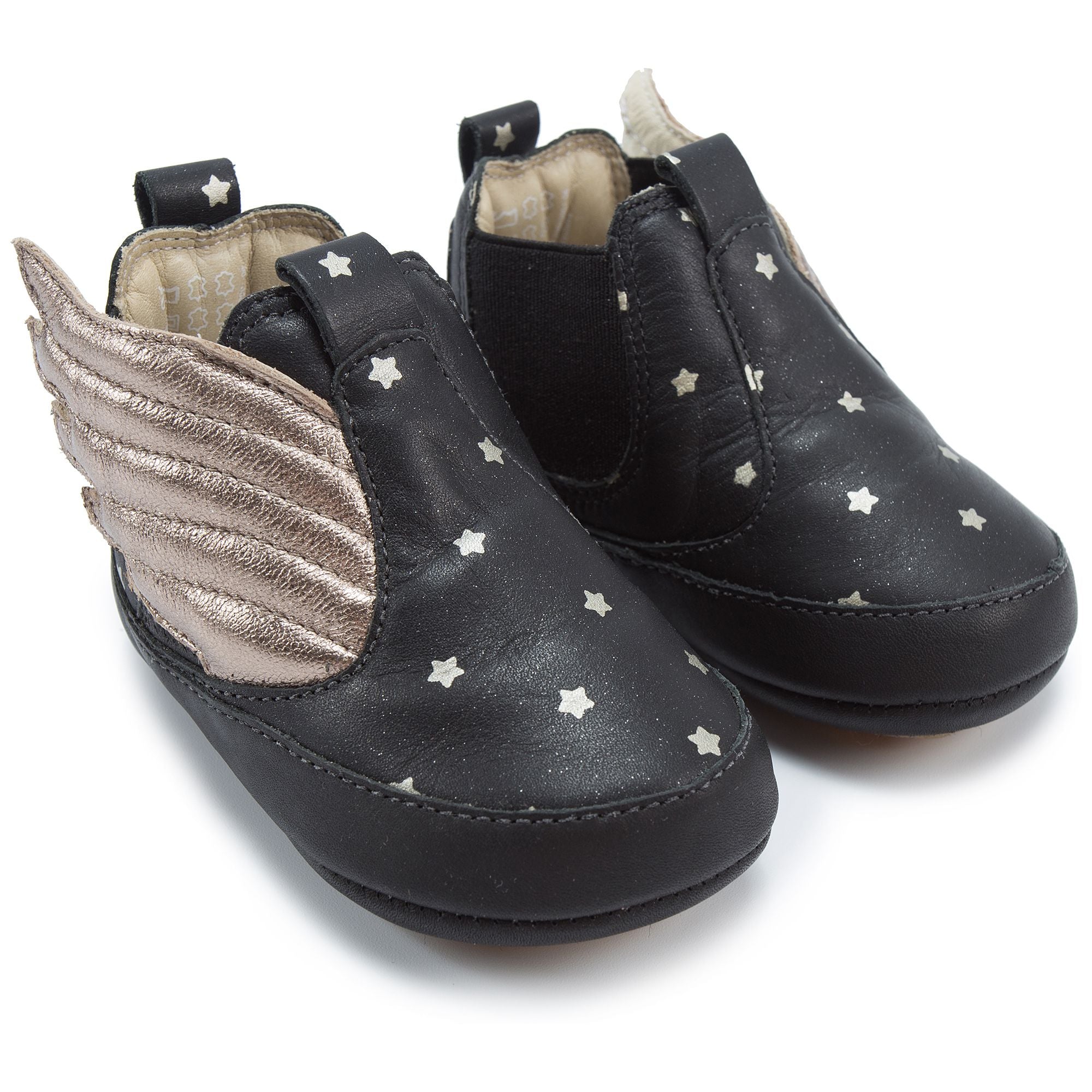 Baby Girls Black Star Leather Shoes