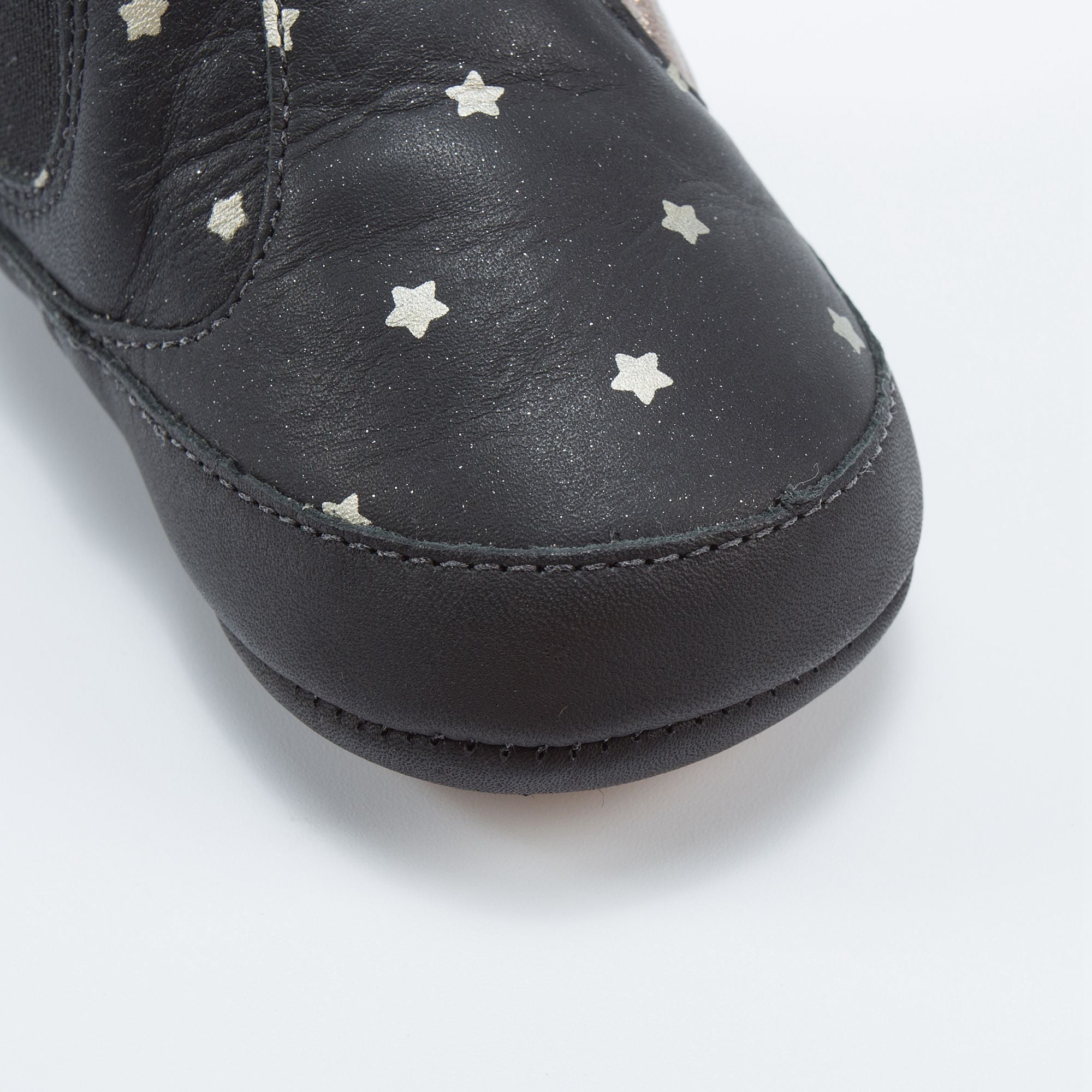 Baby Girls Black Star Leather Shoes