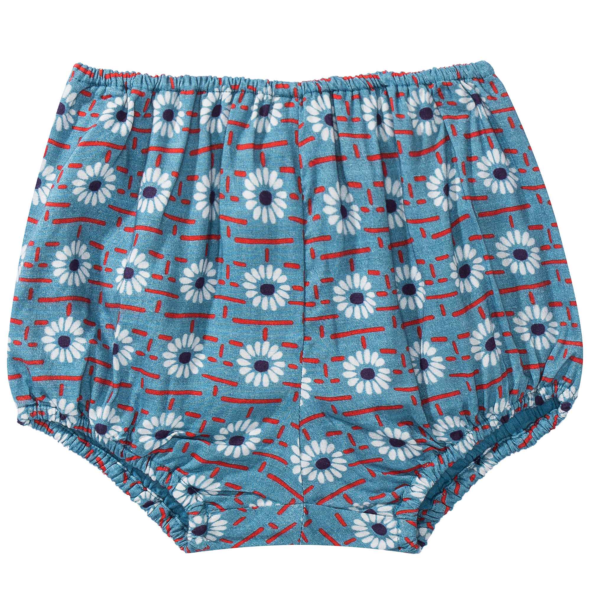 Baby Girls Blue Daisy Printed Shorts