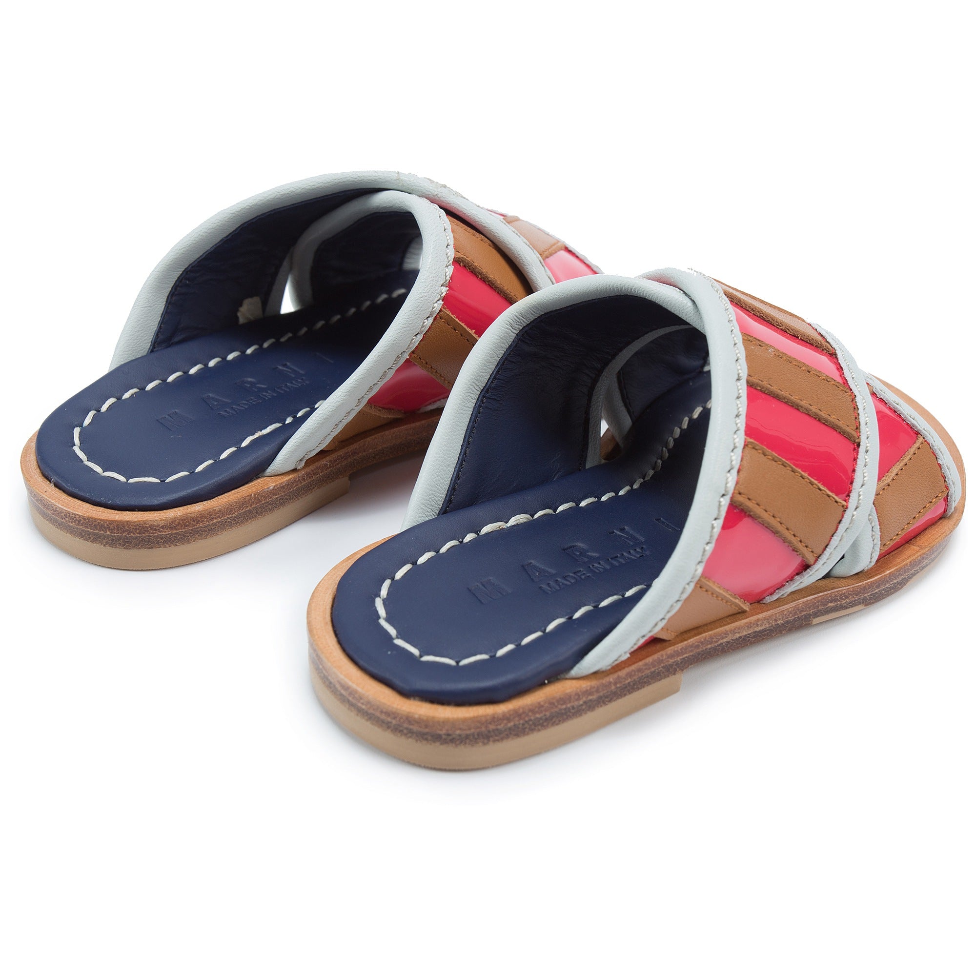 Girls Brown & Pink Leather Sandals
