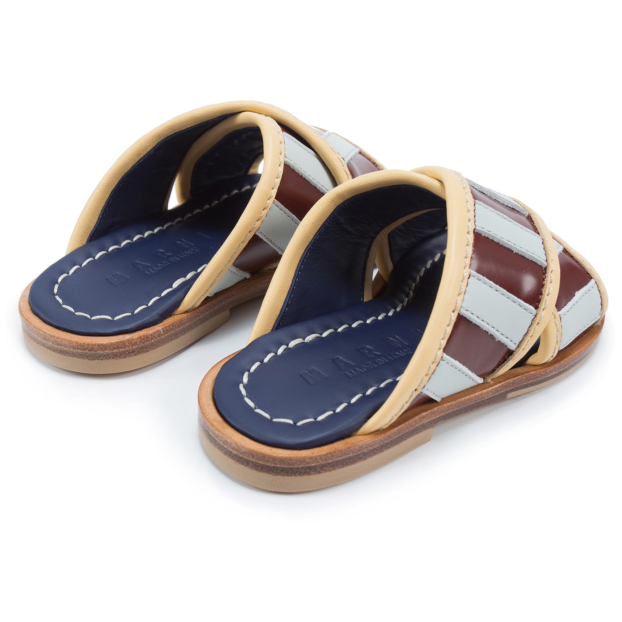 Girls Navy Leather Sandals