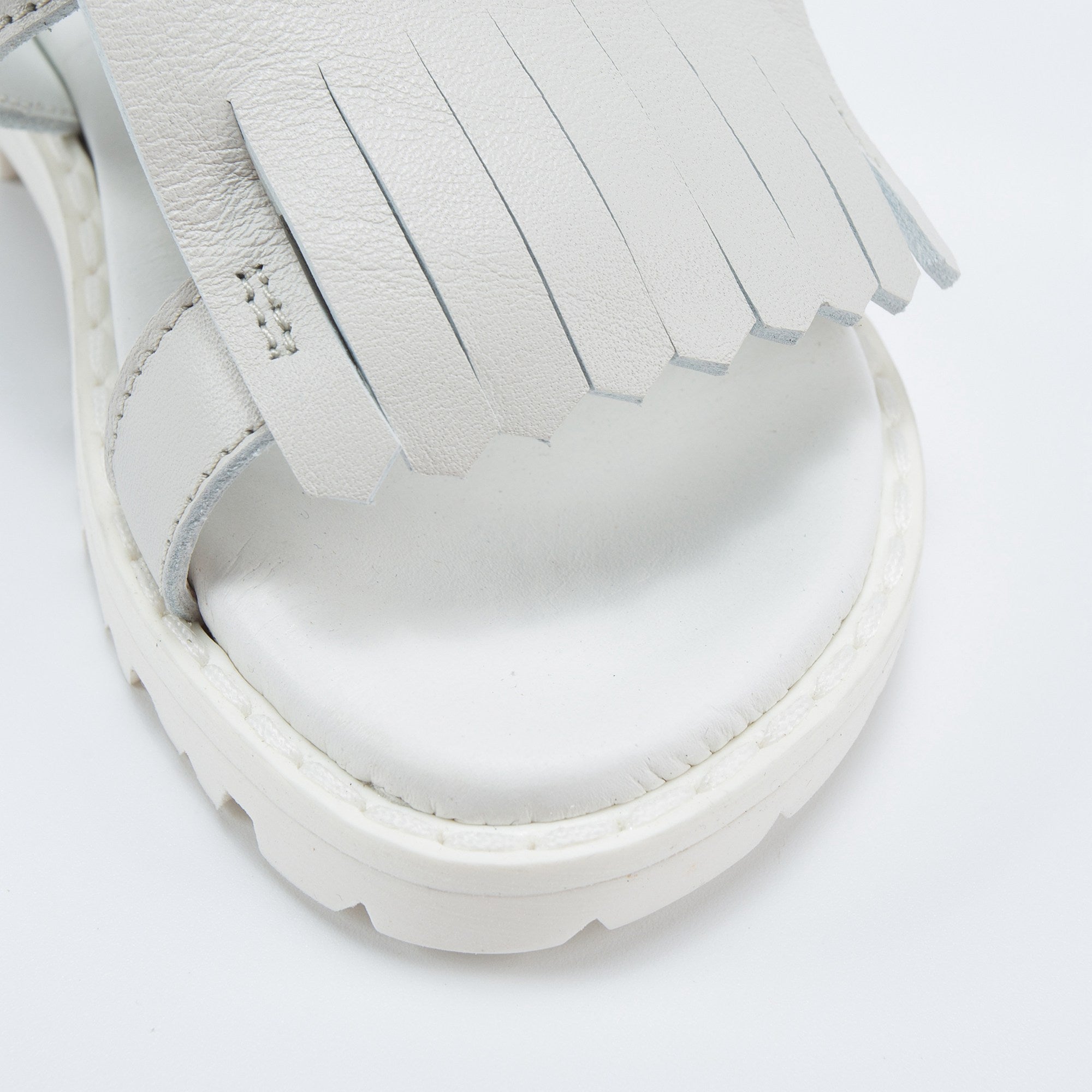 Girls White Leather Sandals