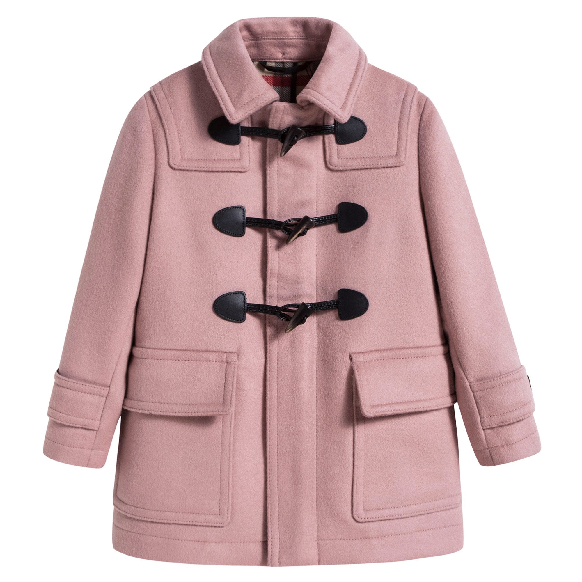 Girls Pale Pink Wool Duffle Coat