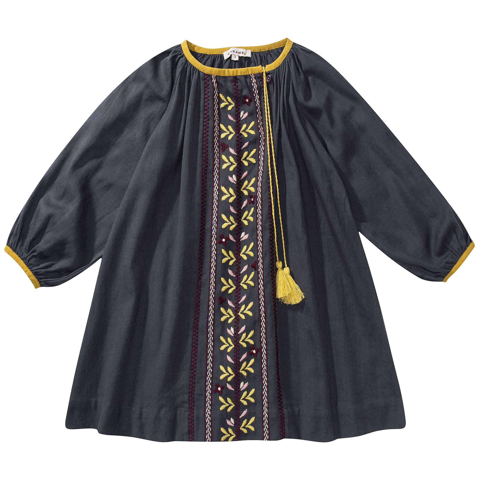 Girls Black Embroidered Dress