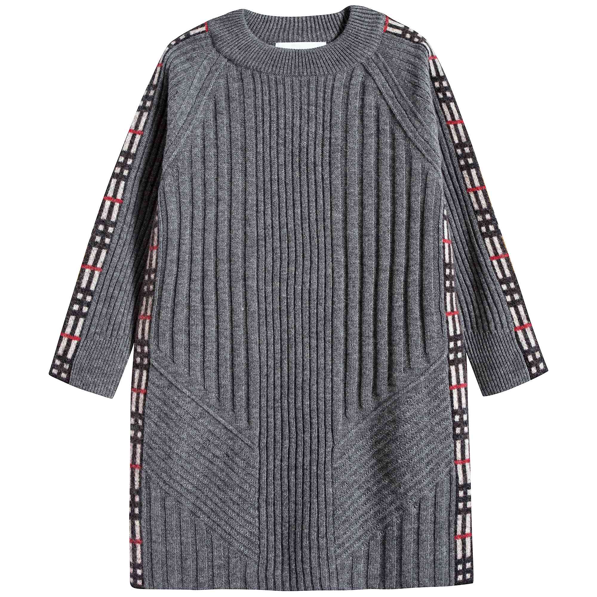 Girls Grey Melange Wool Dress