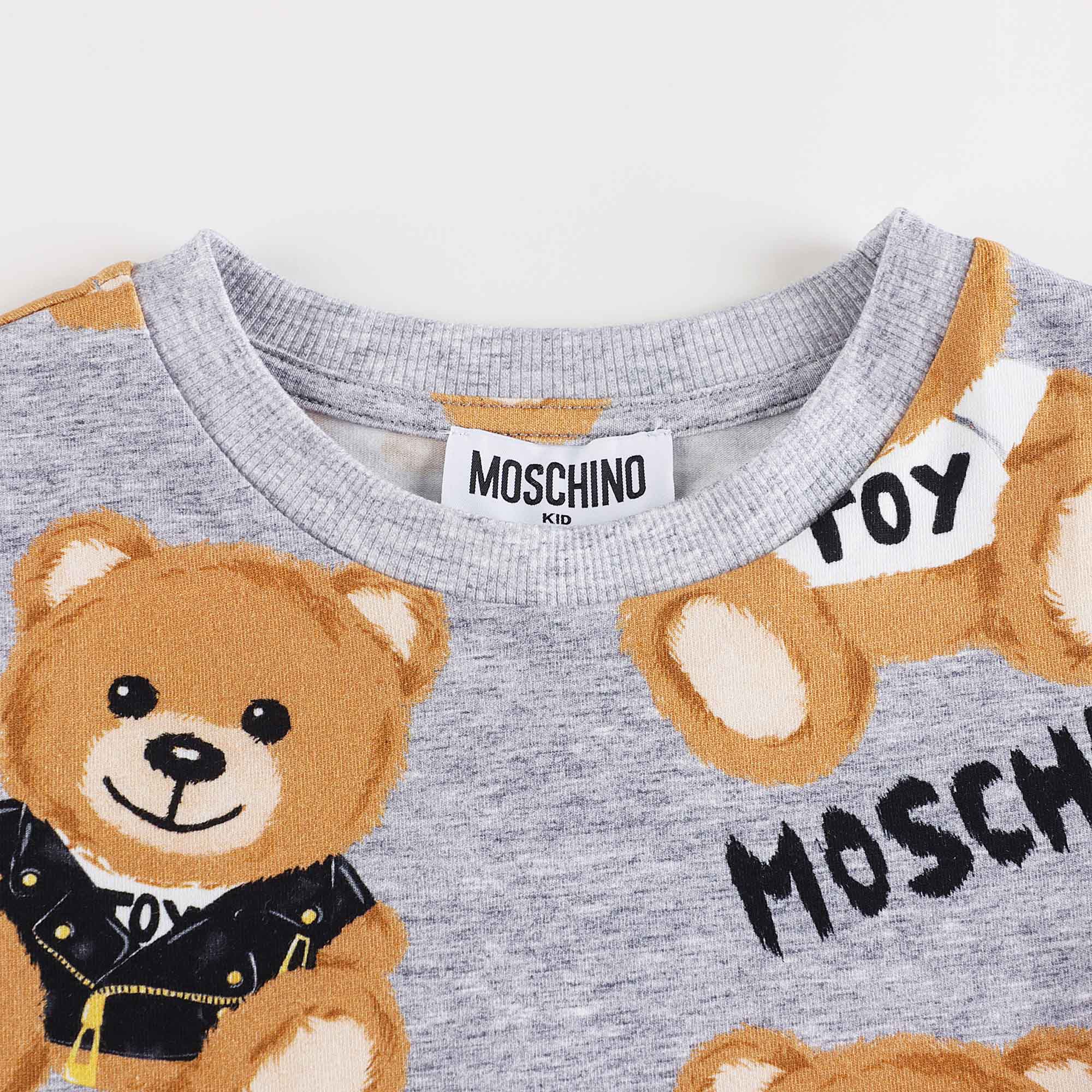 Boys & Girls Grey Printed Cotton T-Shirt