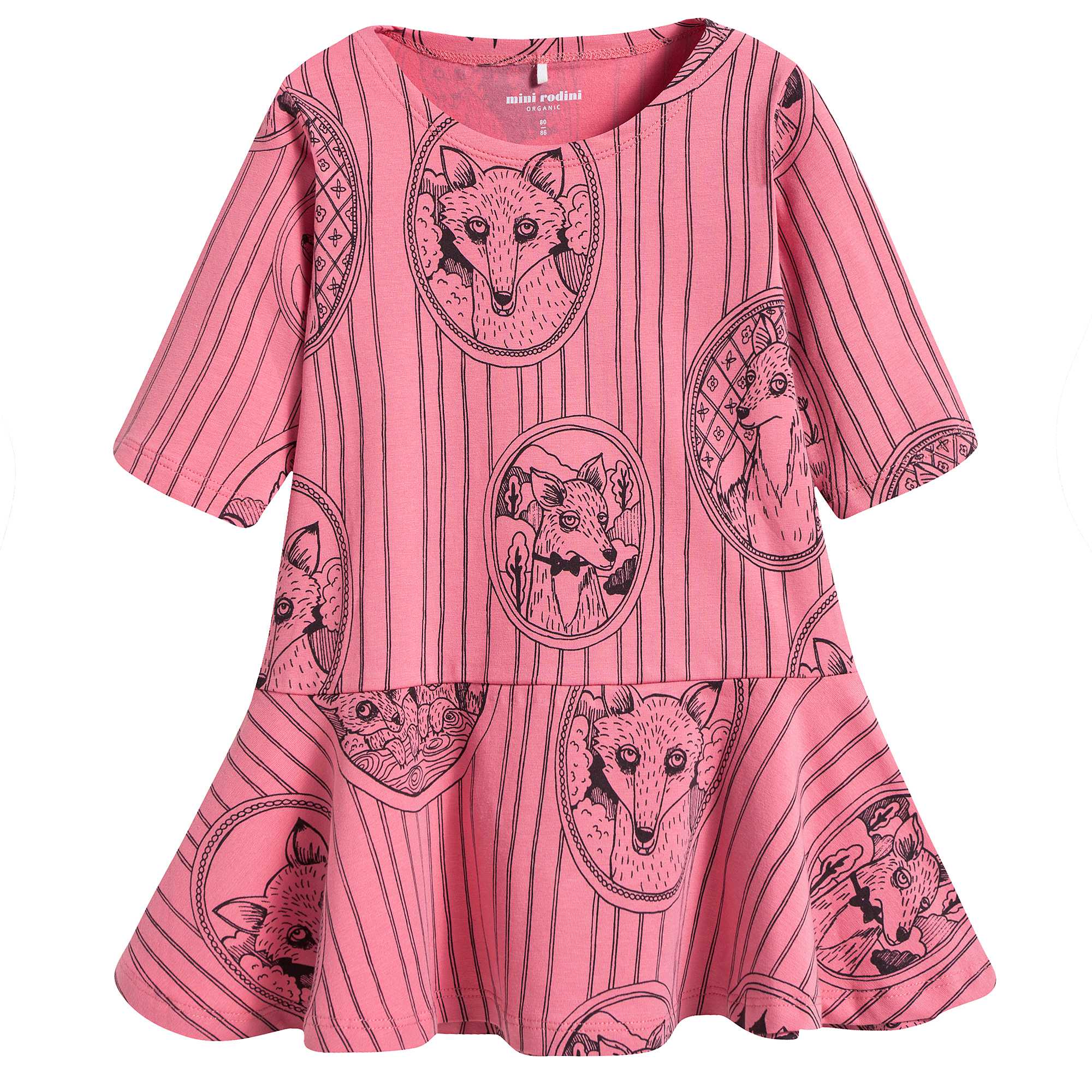 Girls Pink Fox Family Dress