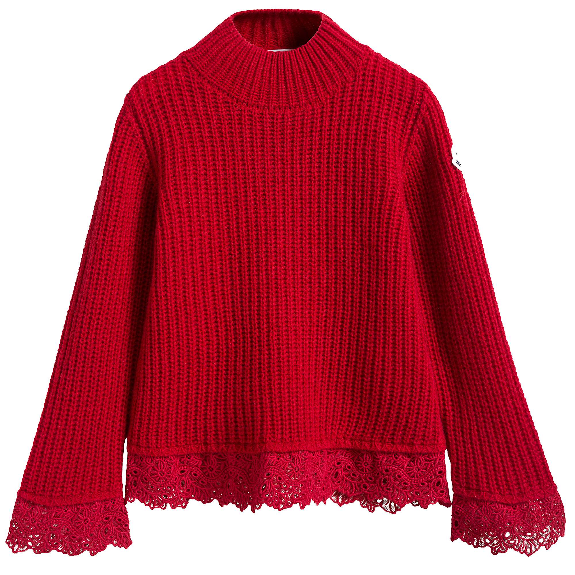 Girls Red Sweater With Lace