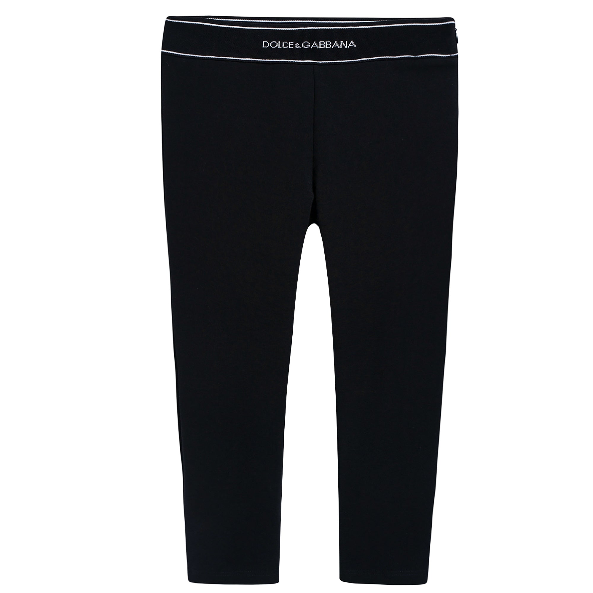 Girls Black Logo Cotton Leggings