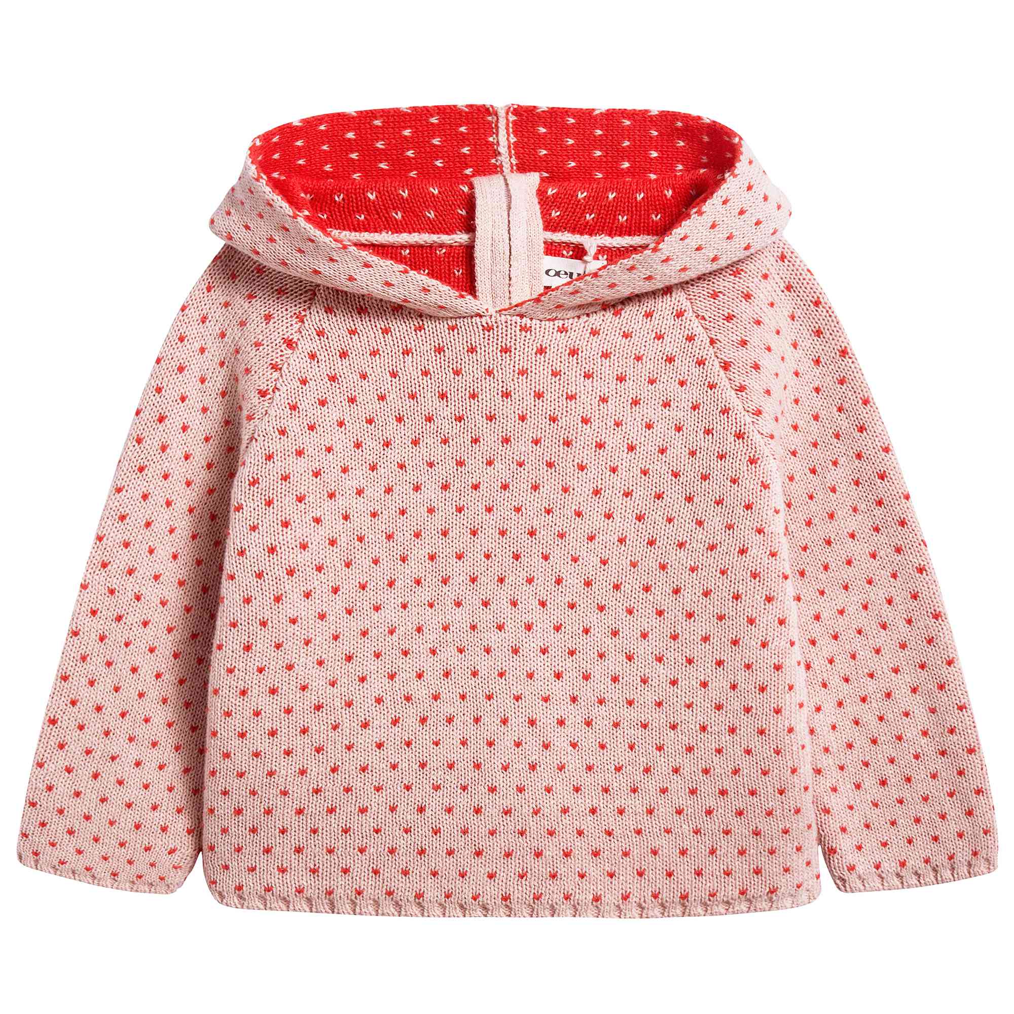 Girls Rose & Red Dots Cotton Peach Hoodie