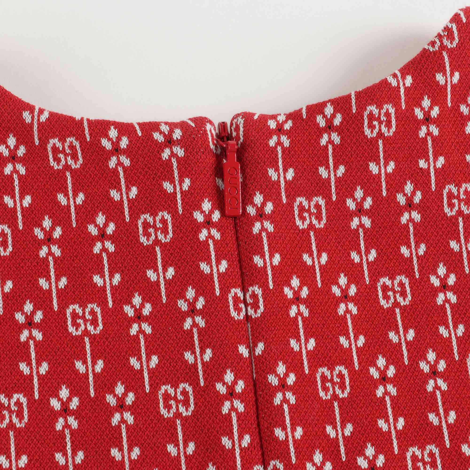 Girls Red GG Logo Cotton Dress