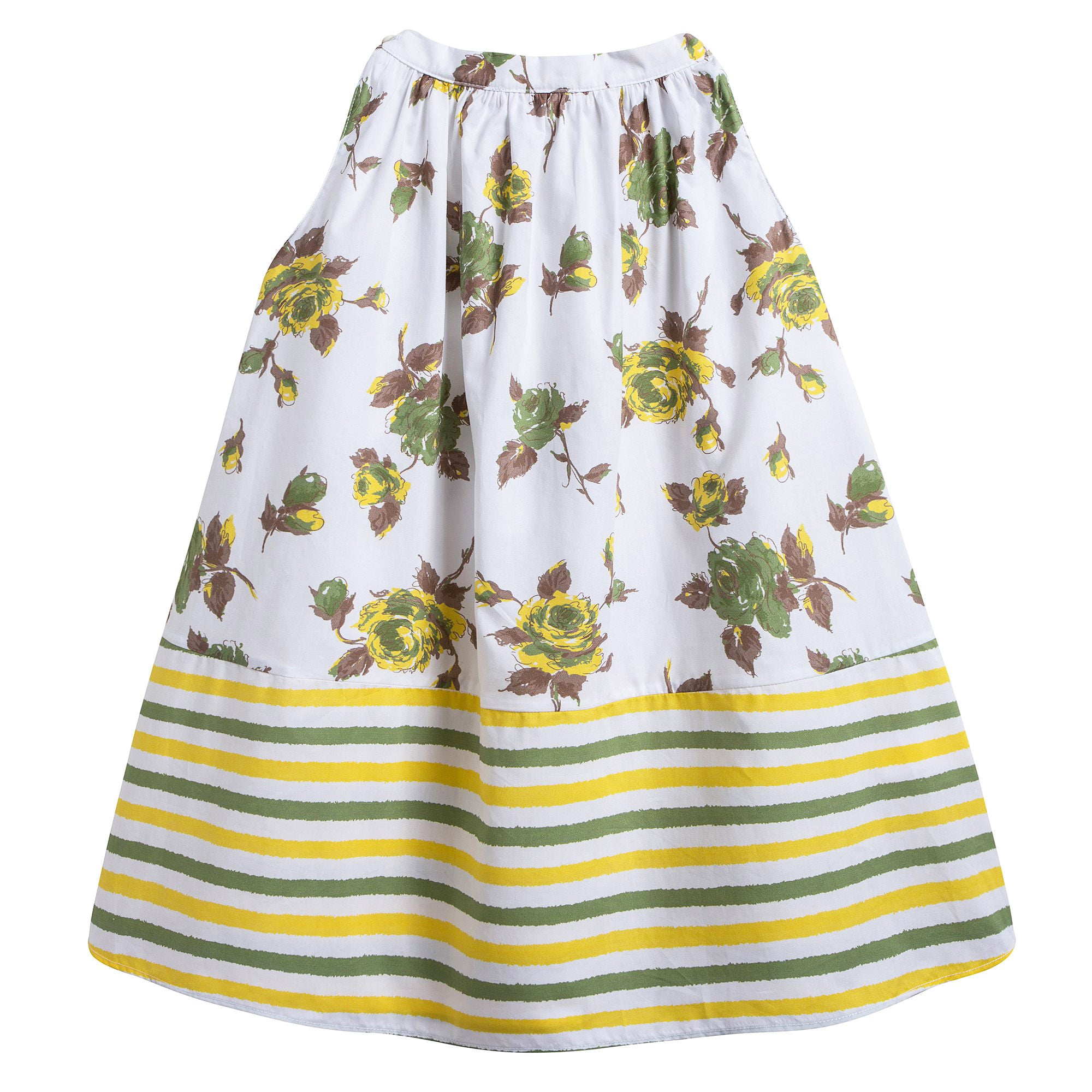 Girls White Cotton Dress With Flower Print