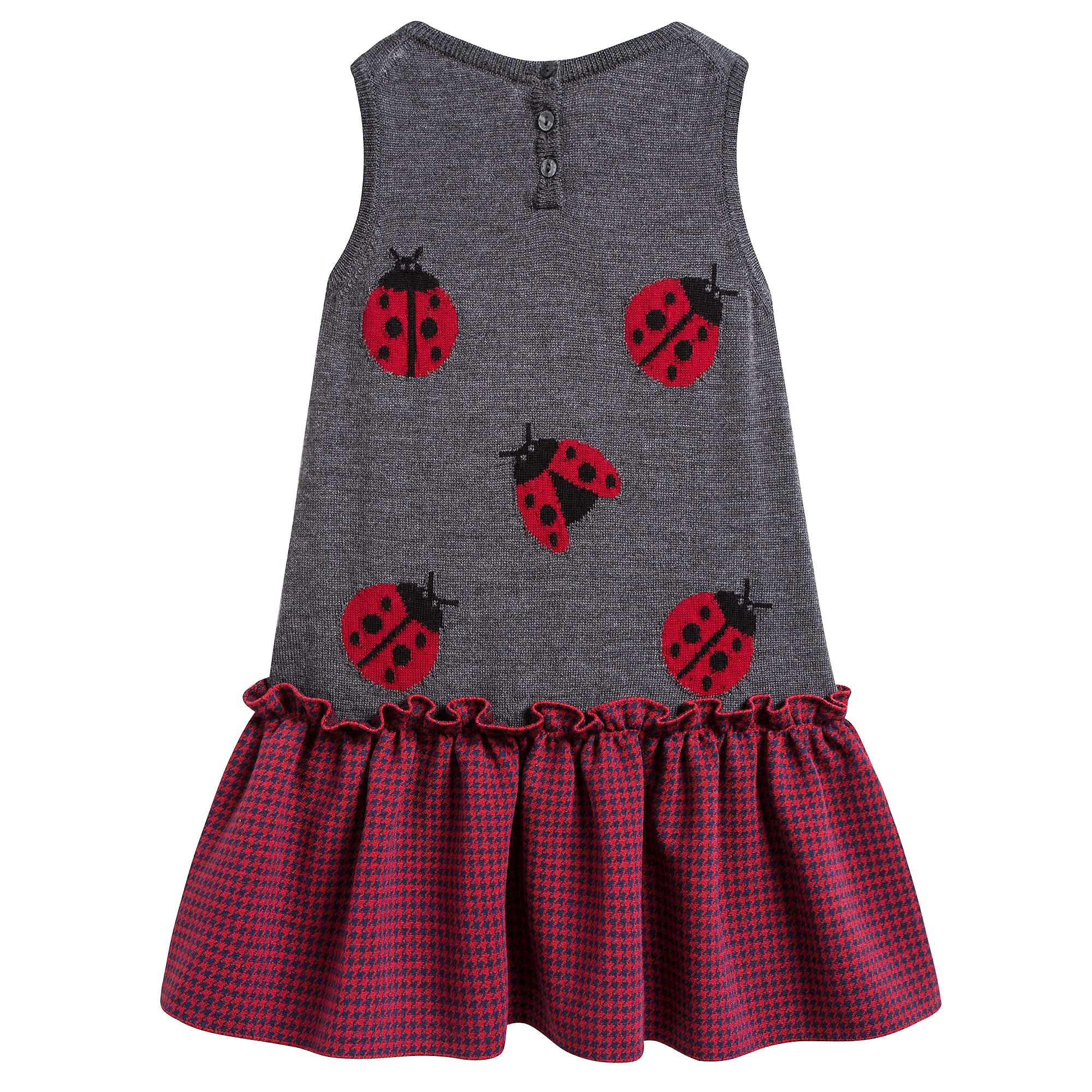 Girls Grey Ladybird Dress