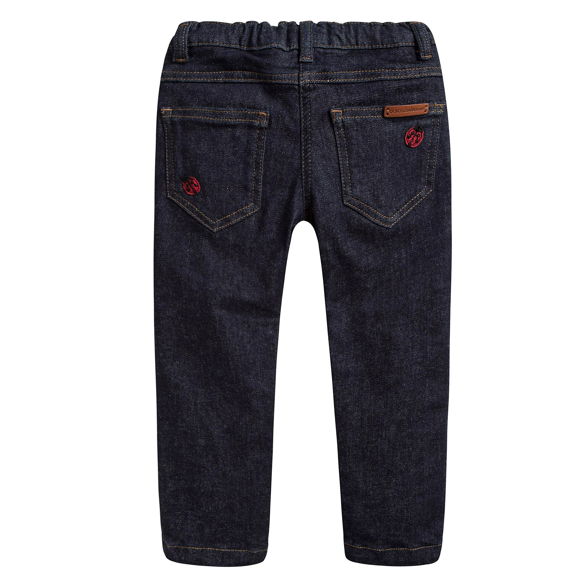 Girls Dark Blue Cotton Jeans