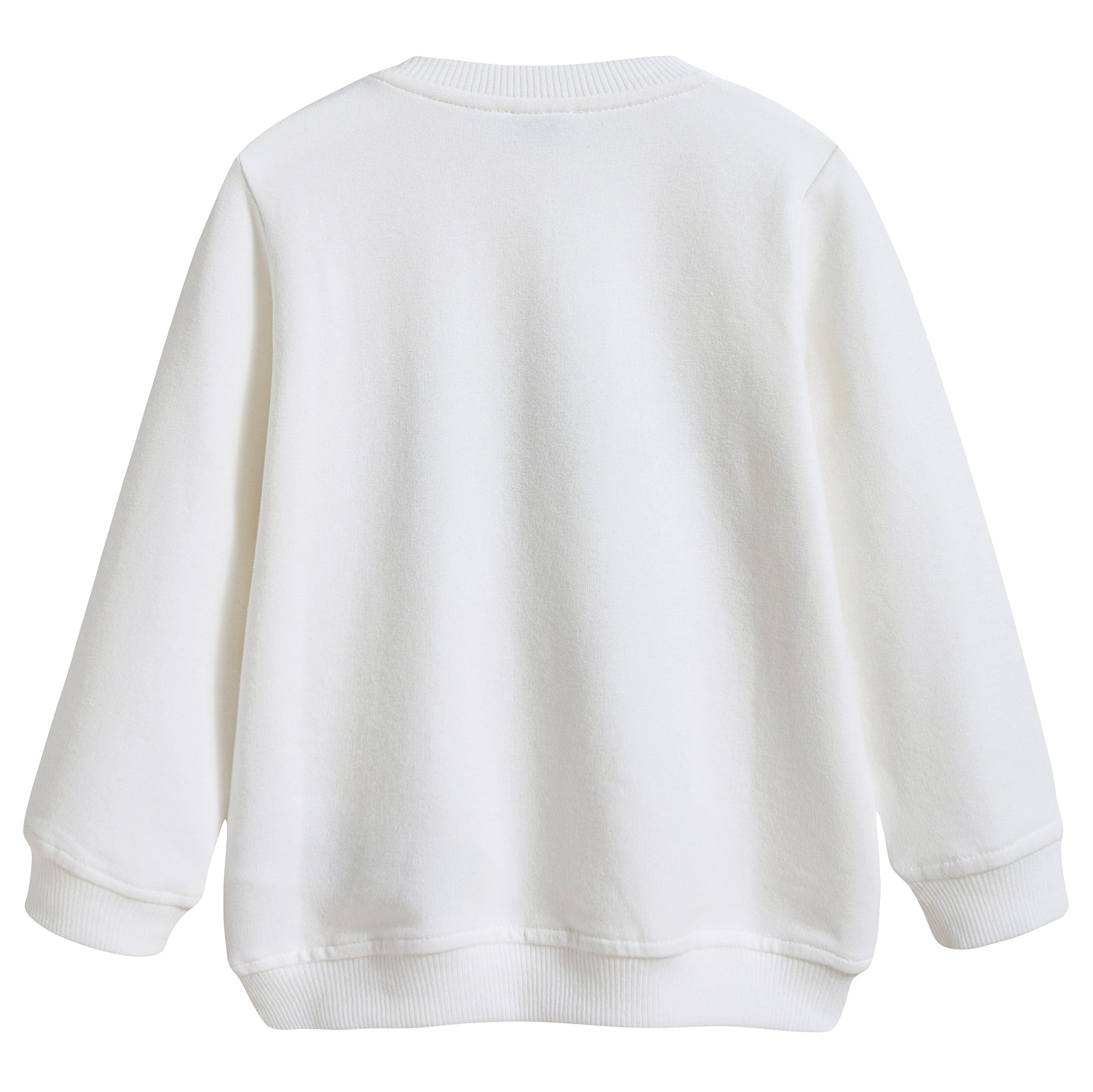Baby White Cotton Sweatshirt With Pom-Pom Trim