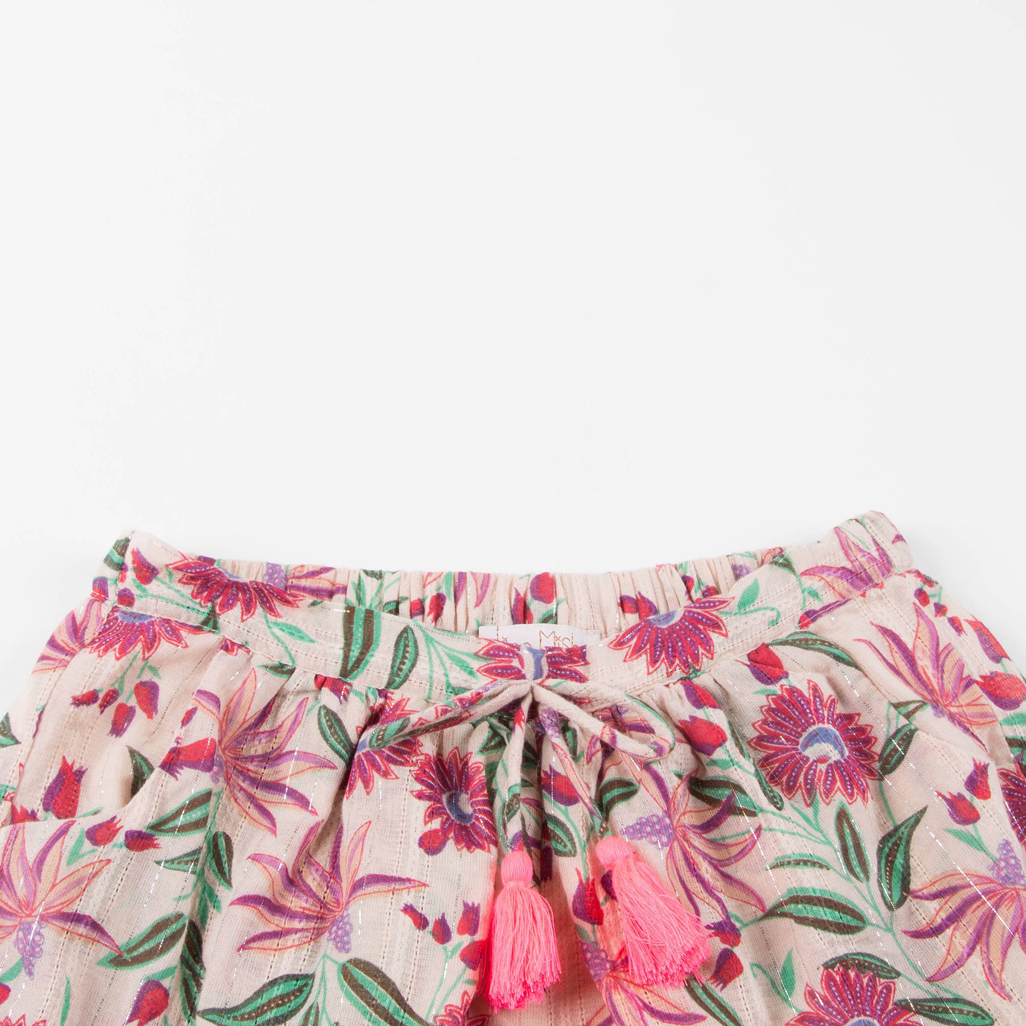 Girls White Flower "Nutsy" Shorts