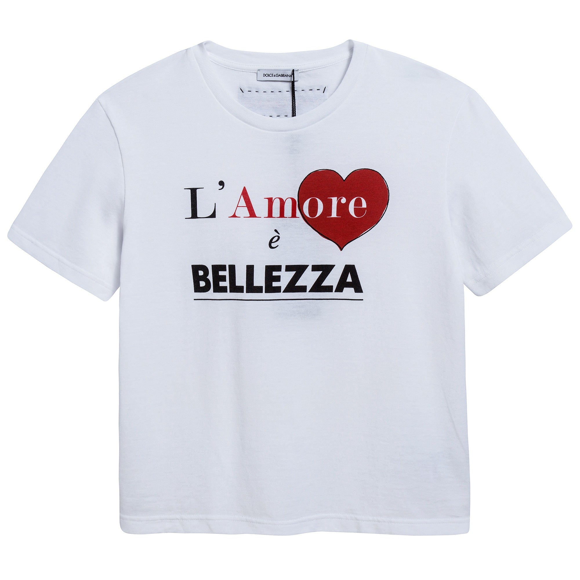 Girls White Love Cotton T-shirt