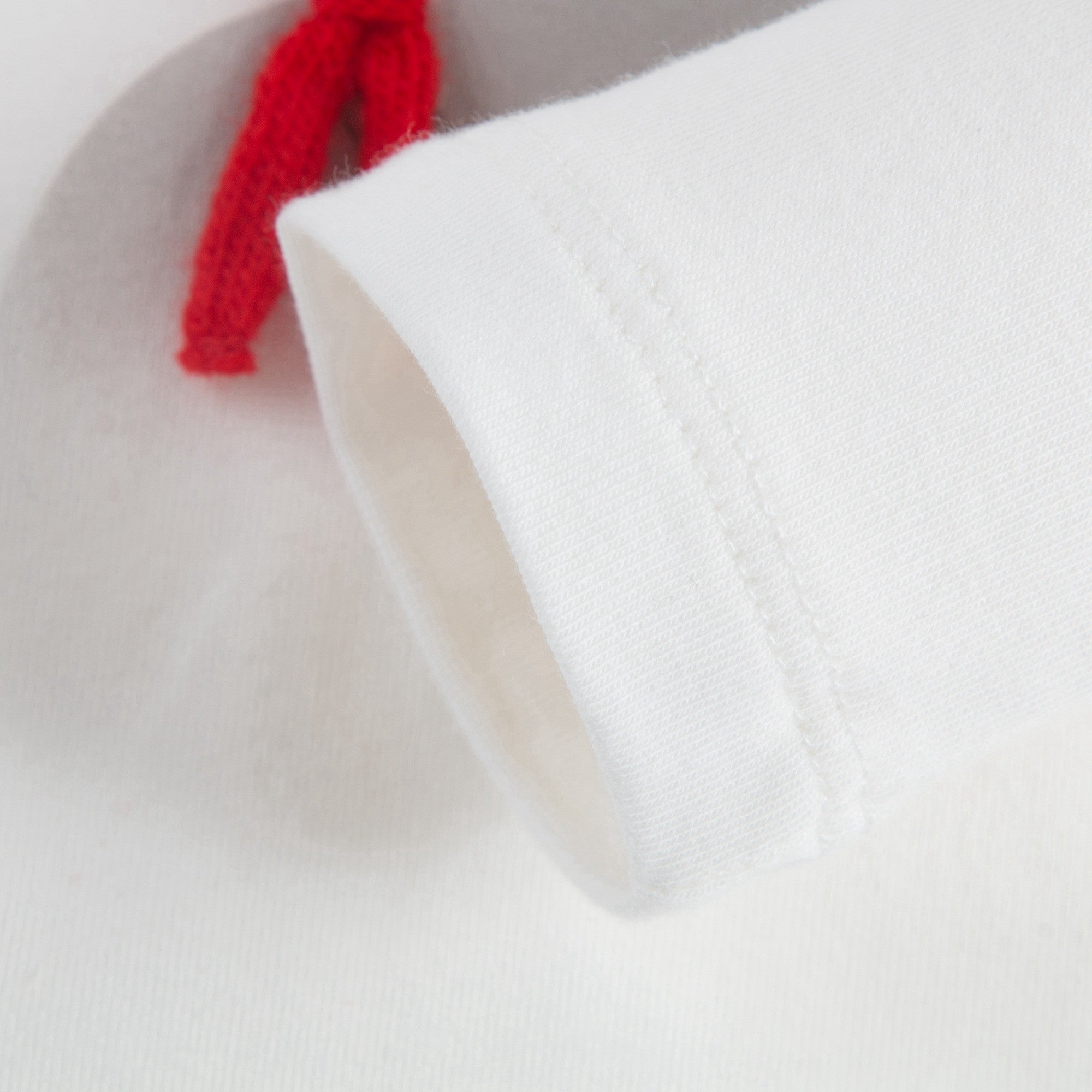 Girls Ivory Cotton T-shirt with Red Bow
