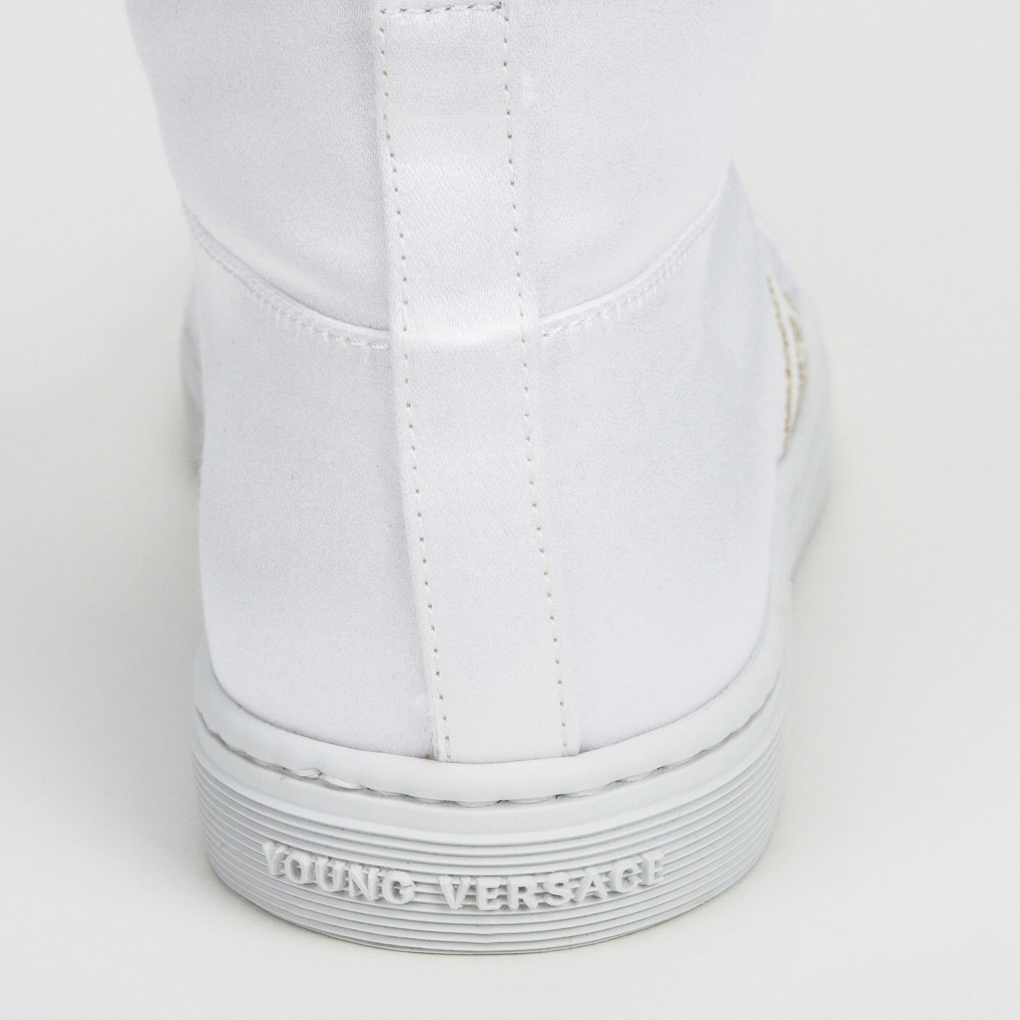 Girls White High Top With Gold Rhinestone Trims