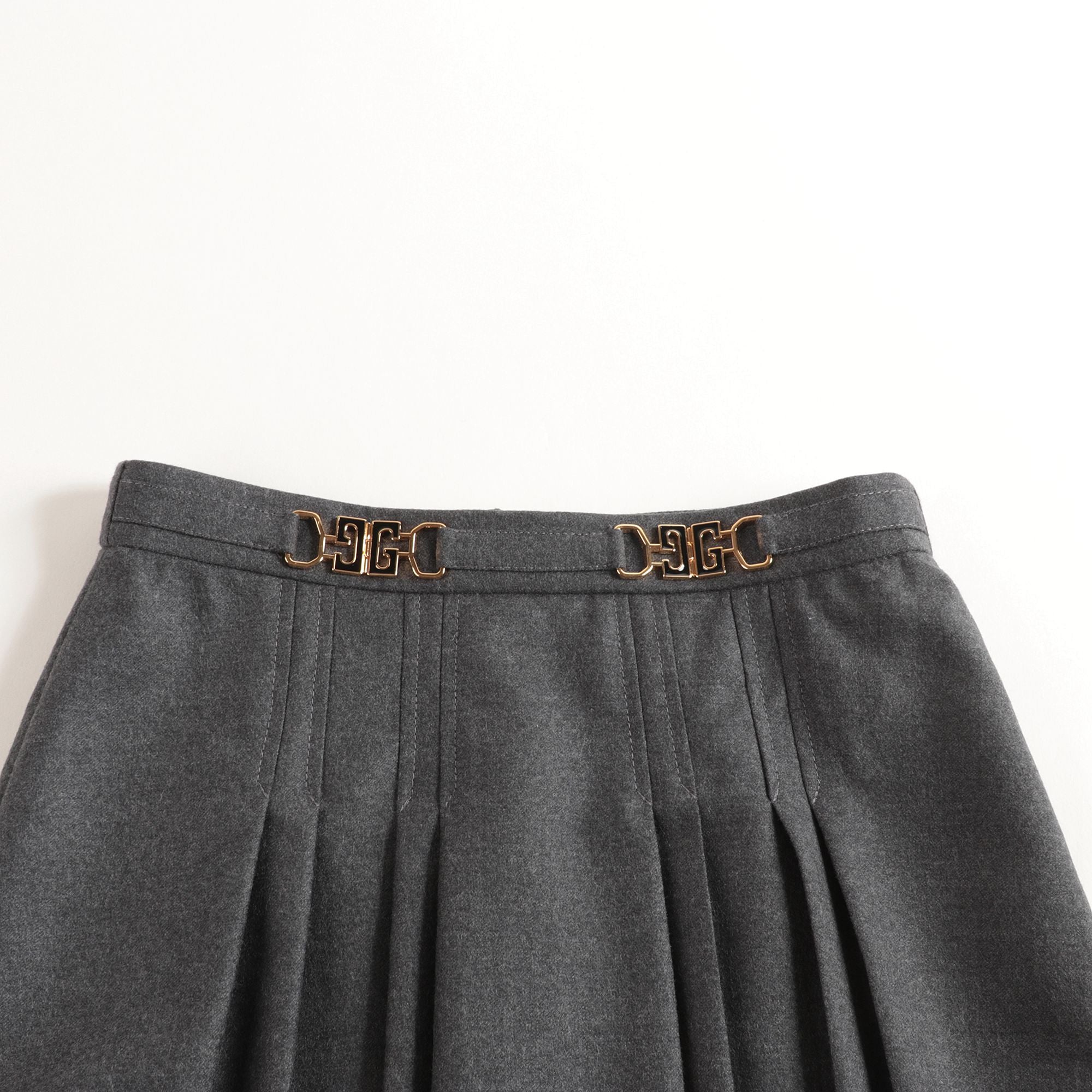 Girls Grey Pleated Wool Skirt