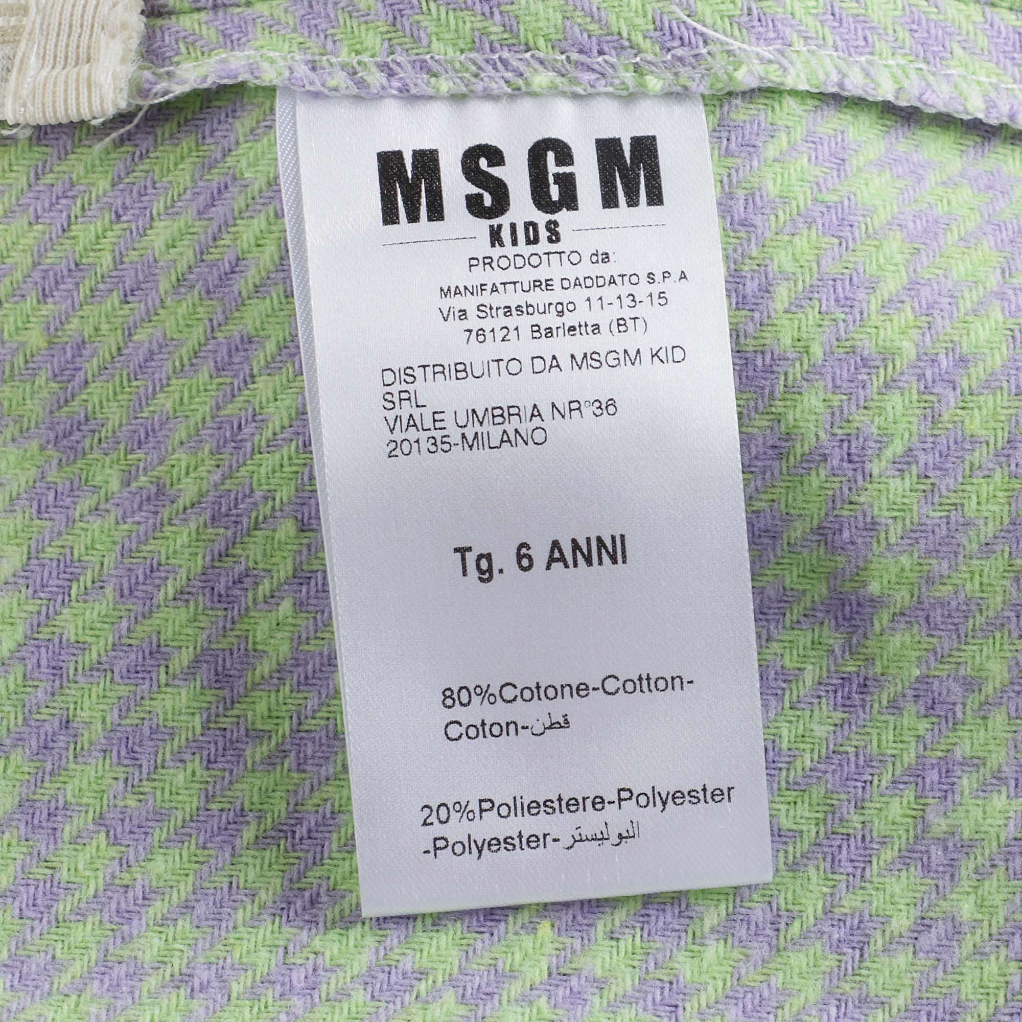 Girls Green Check Shorts