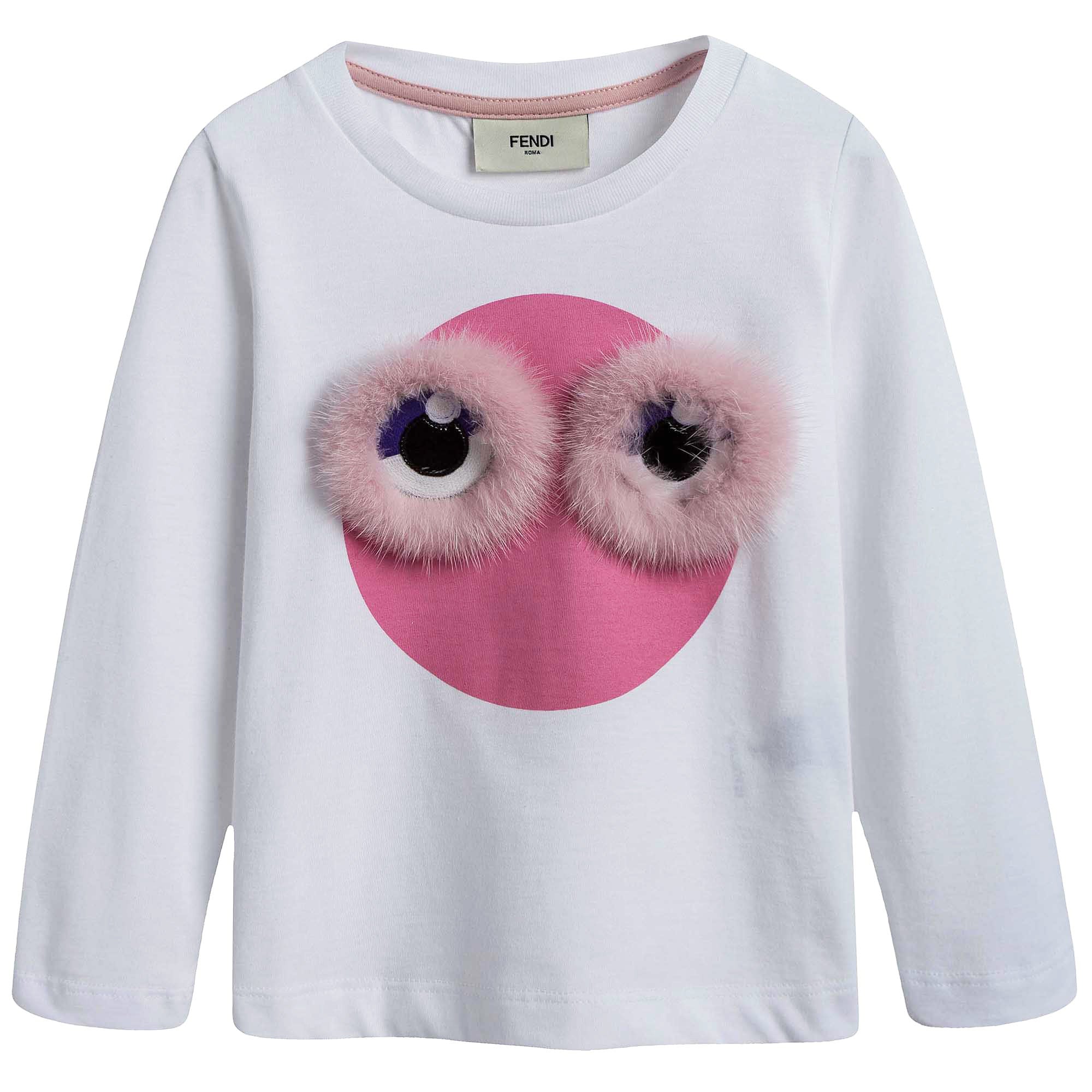 Girls White Cotton T-shirt