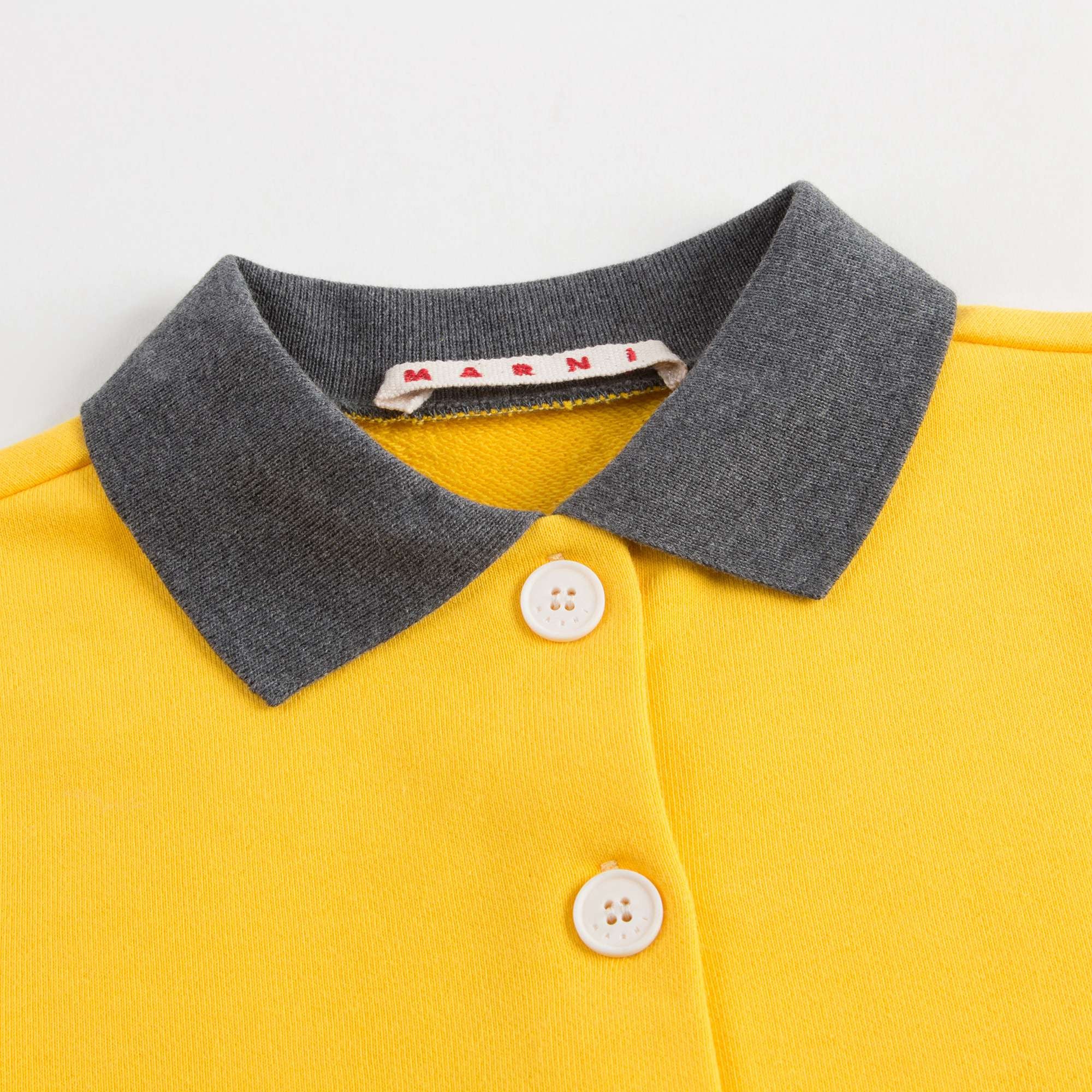 Girls Lemon Yellow Cotton Dress With Collar