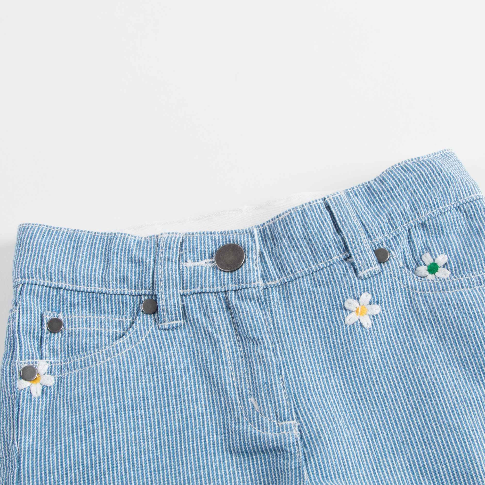 Girls Blue Striped Cotton Shorts