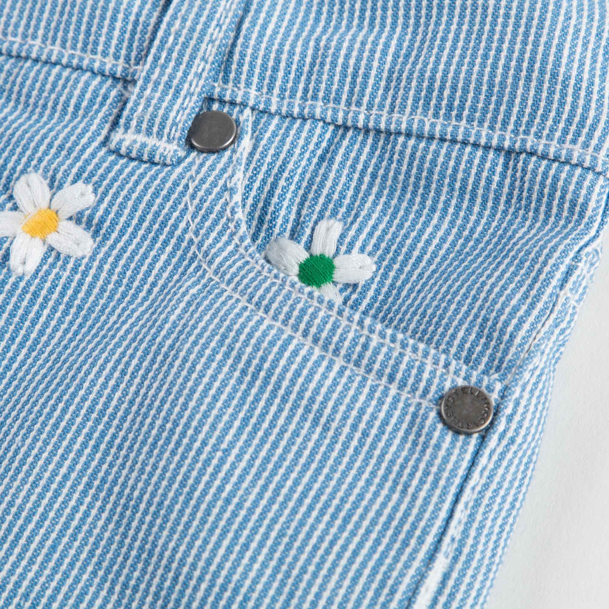 Girls Blue Striped Cotton Shorts