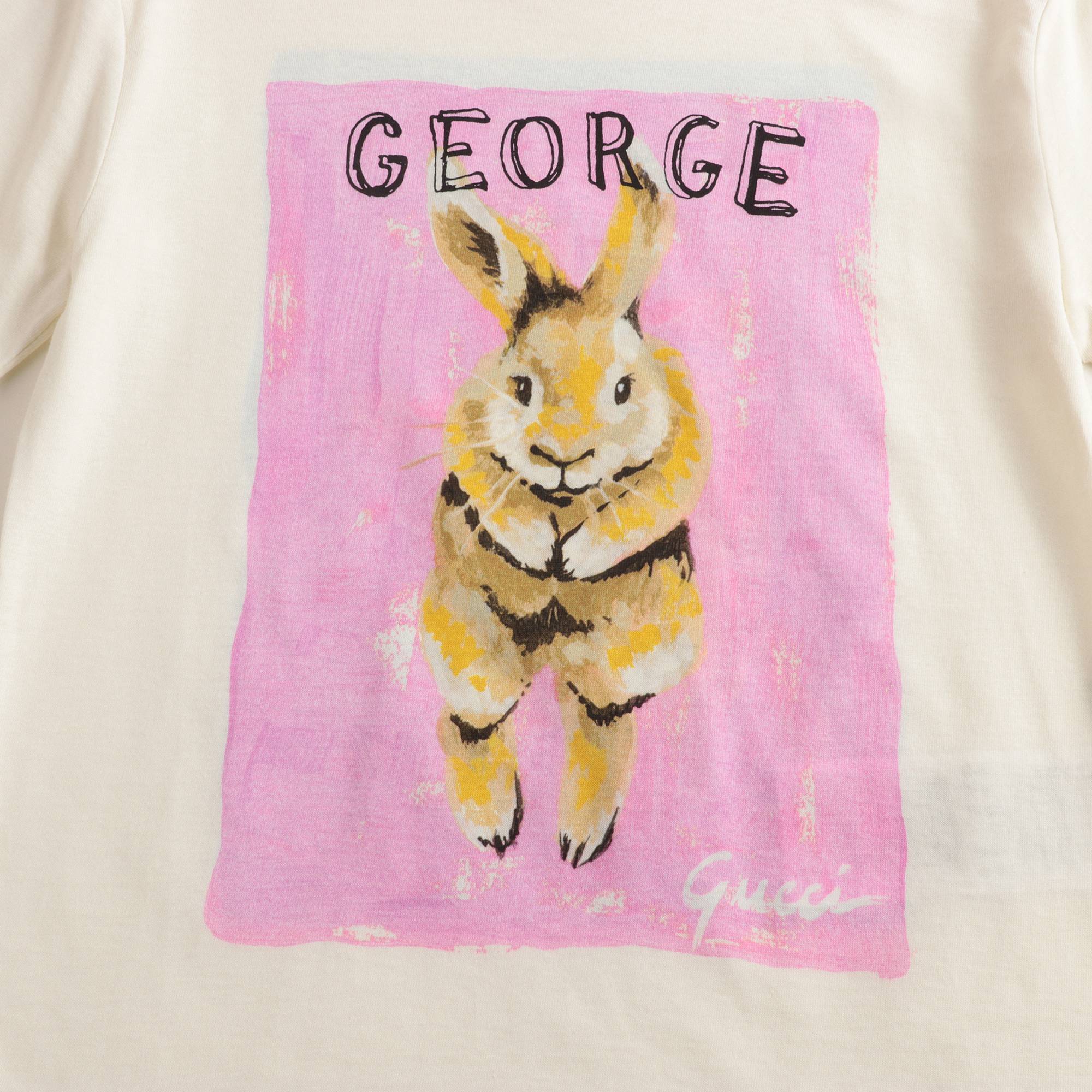 Girls Beige Printing Cotton T-shirt