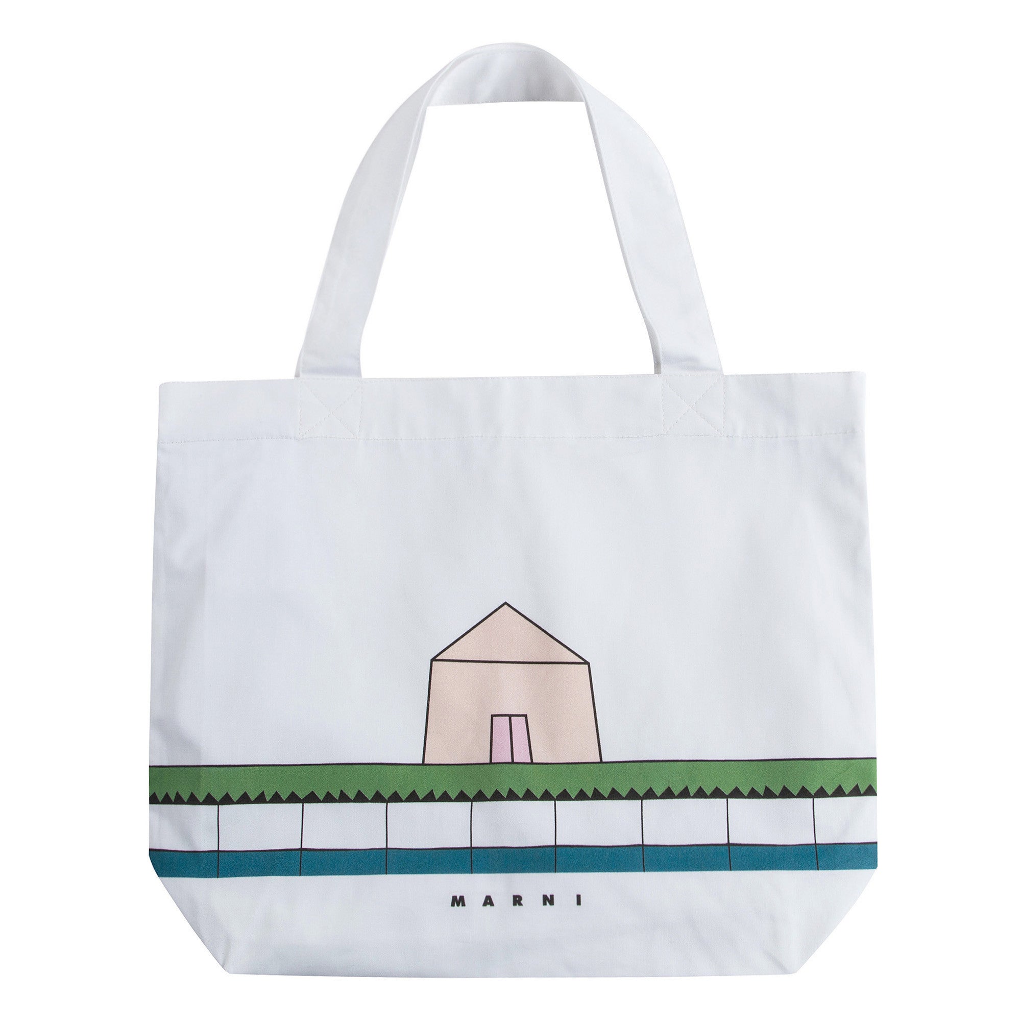 White Cotton Bag With House