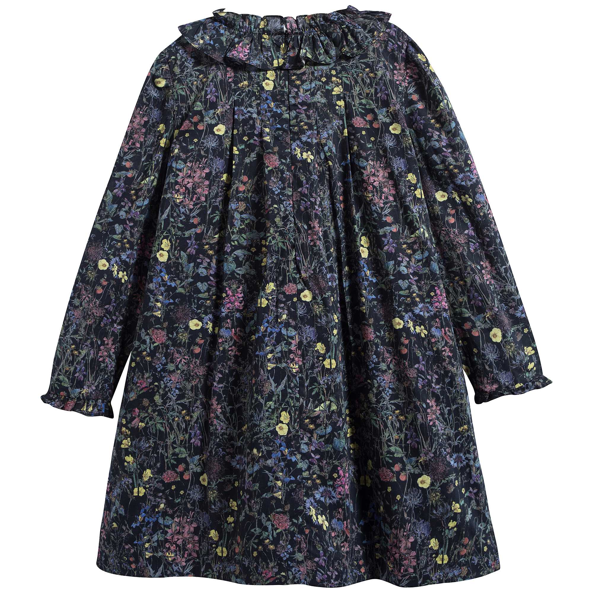 女童深蓝色碎花连衣裙