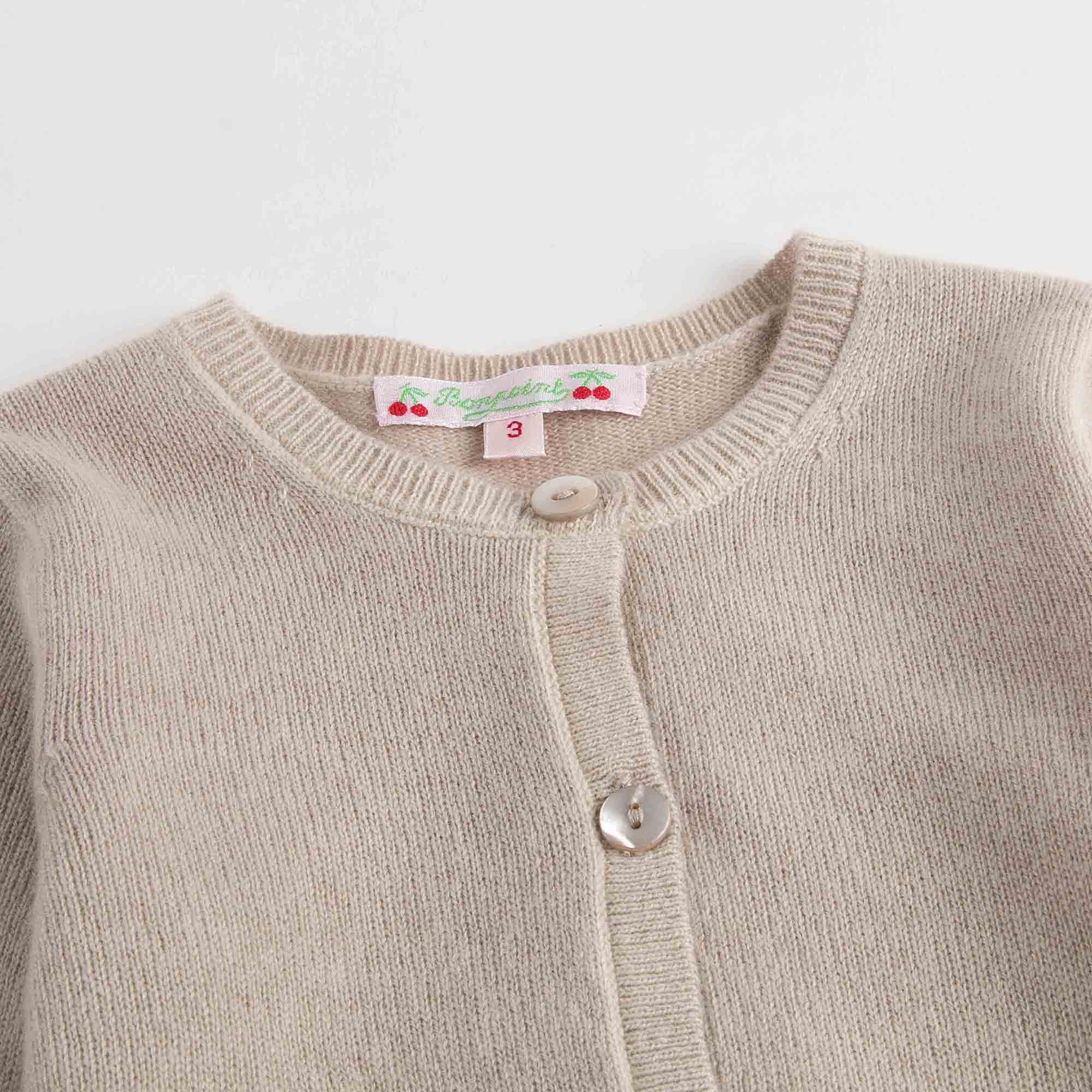 Girls Light Grey Cashmere Sweater - CÉMAROSE | Children's Fashion Store - 3