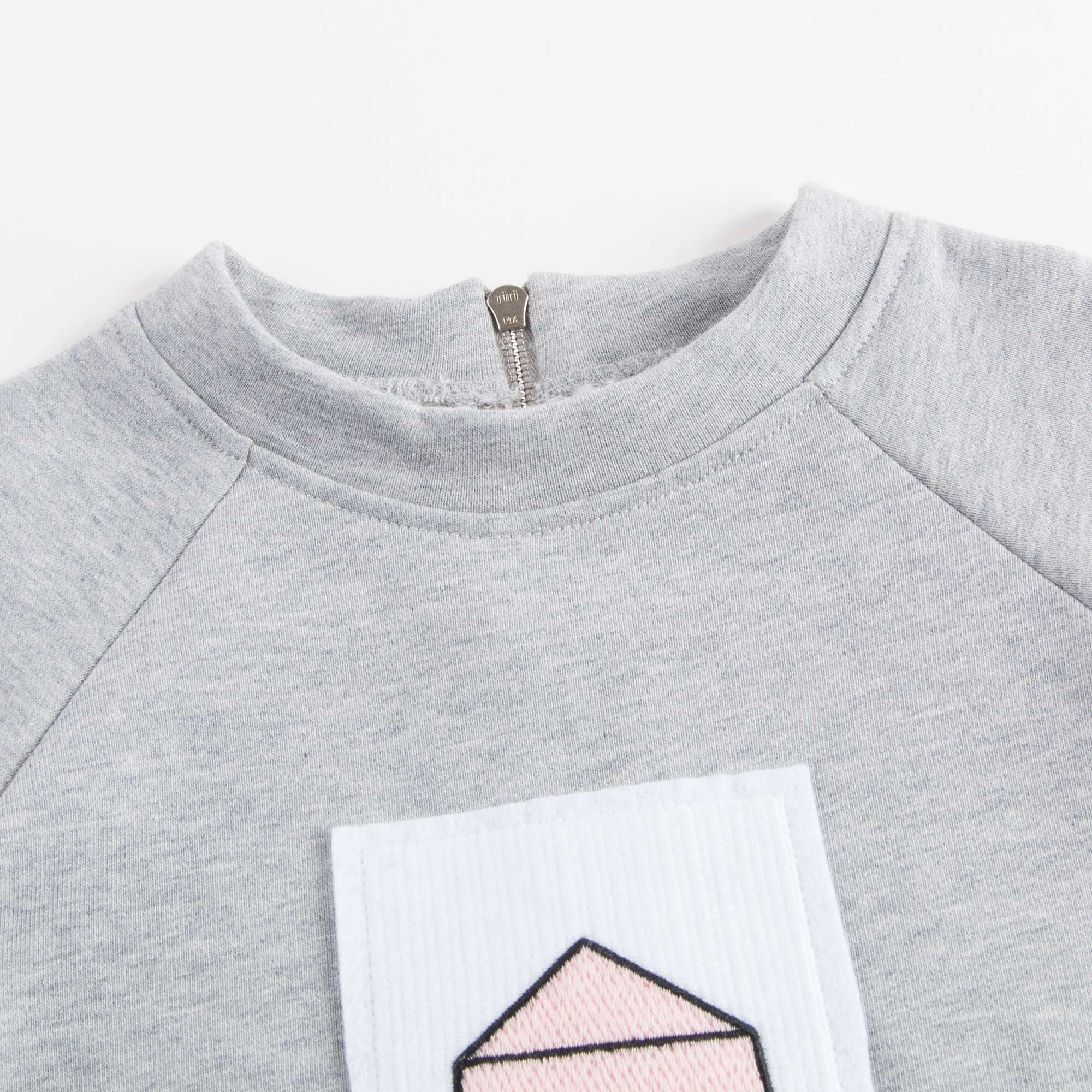 Girls Grey House Printed Cotton Sweatshirt