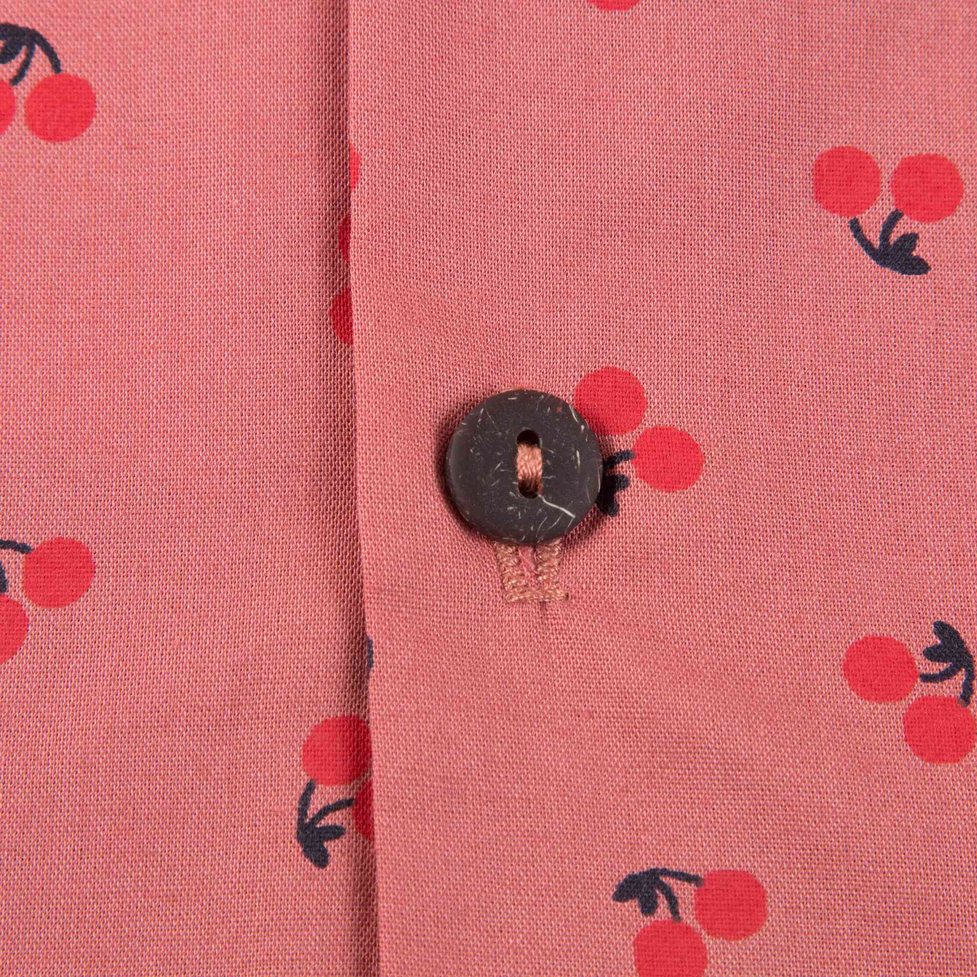 Girls Rose Pink Cherry Blouse With Collar