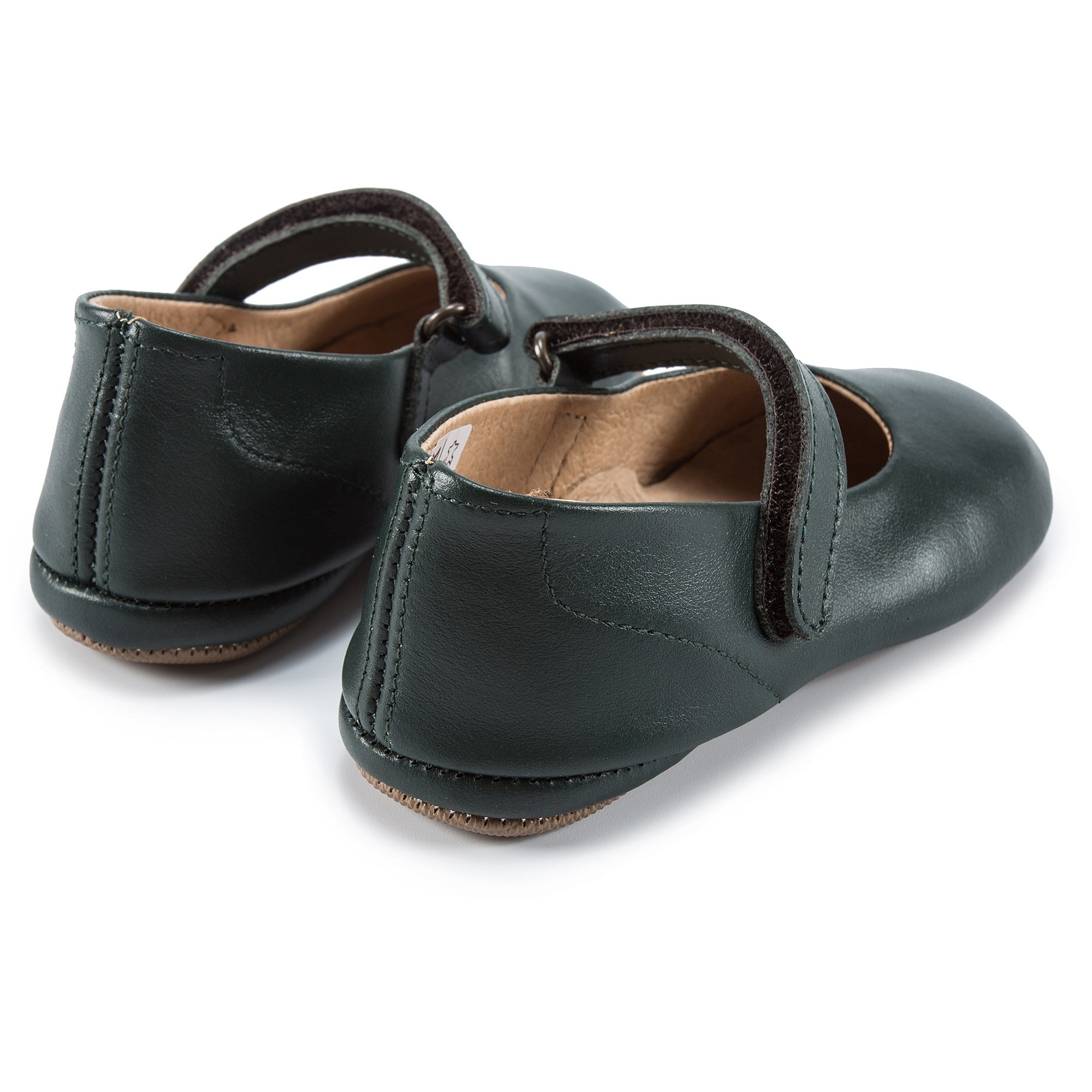 Girls Green Velcro Flats