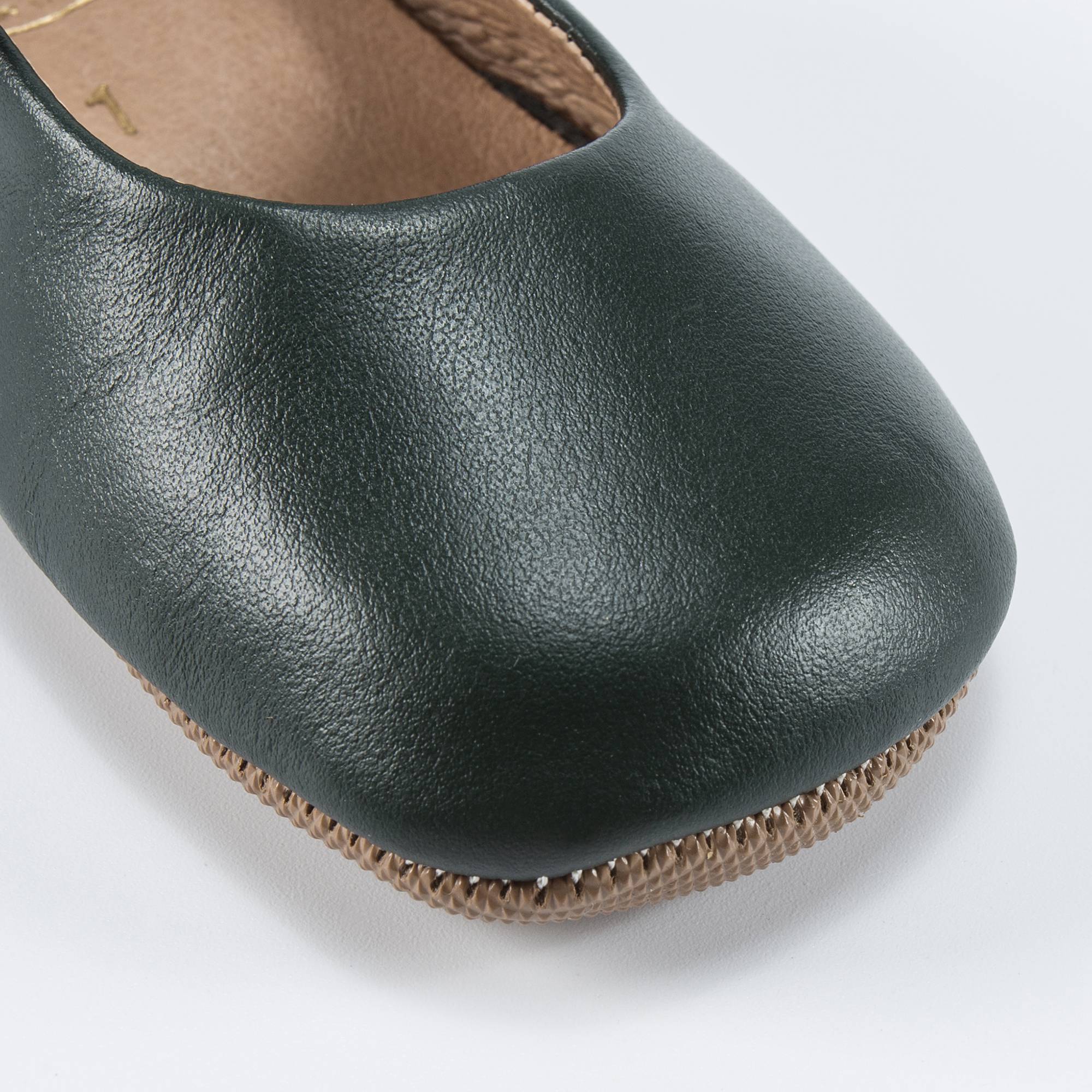 Girls Green Velcro Flats