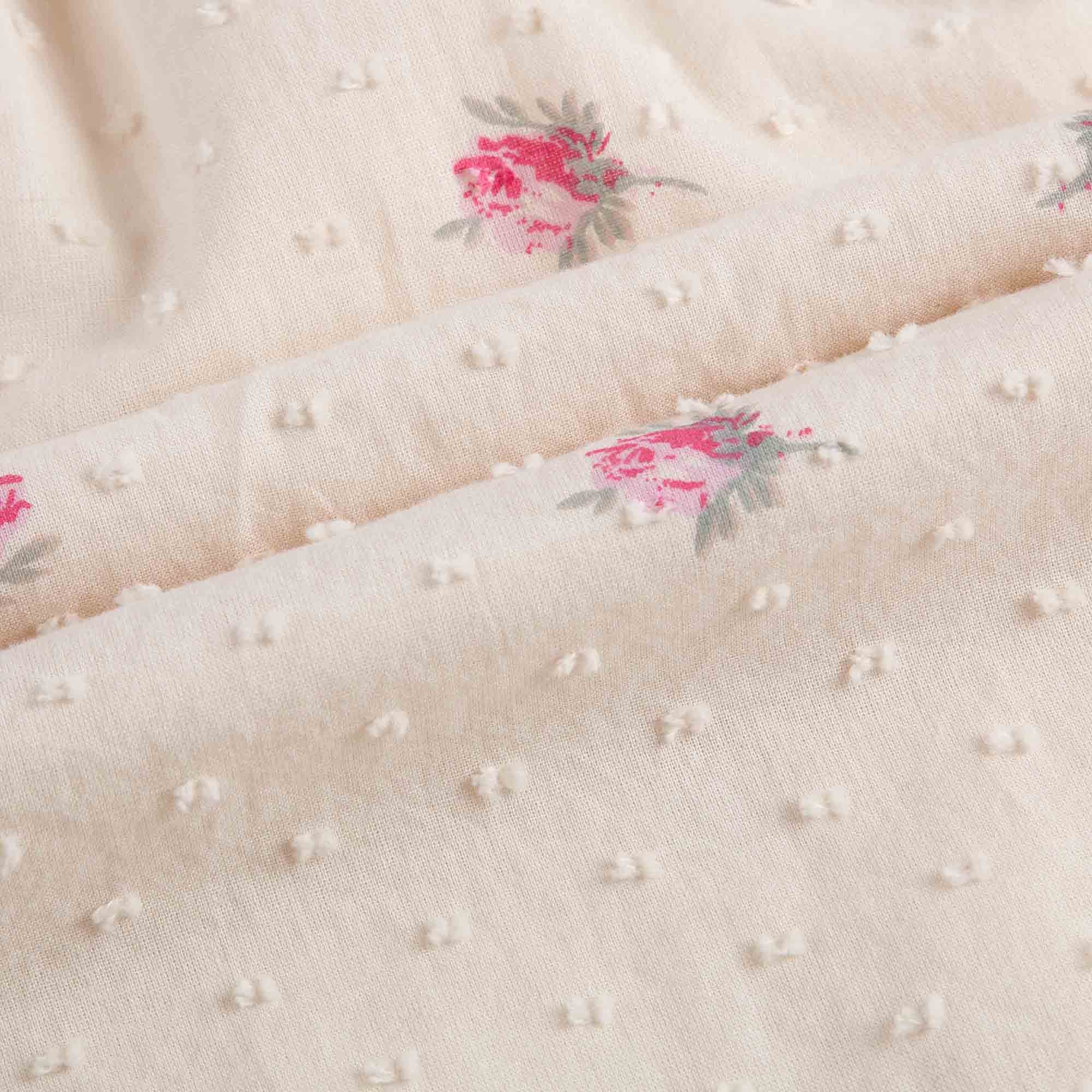Girls Lvory With Pink Flowers Dresses - CÉMAROSE | Children's Fashion Store - 4