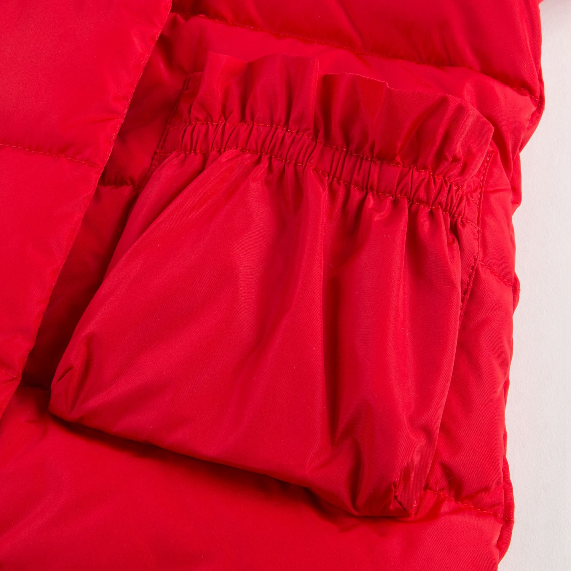Girls Red Down Padded Coat With Fur