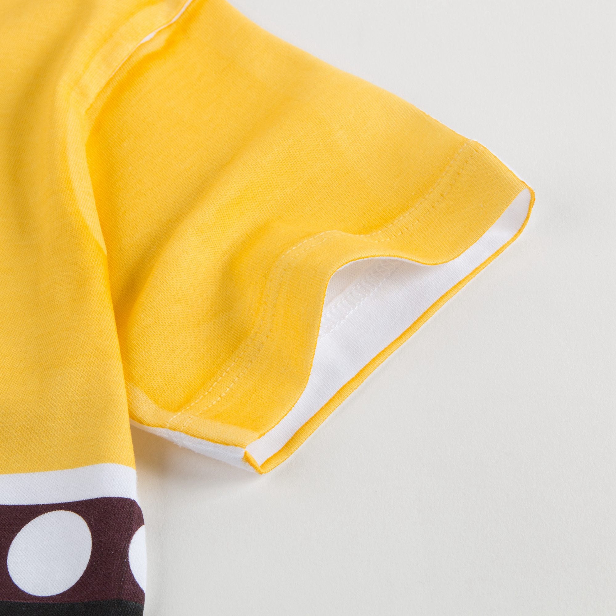 Girls Yellow & White Printed Cotton T-shirt