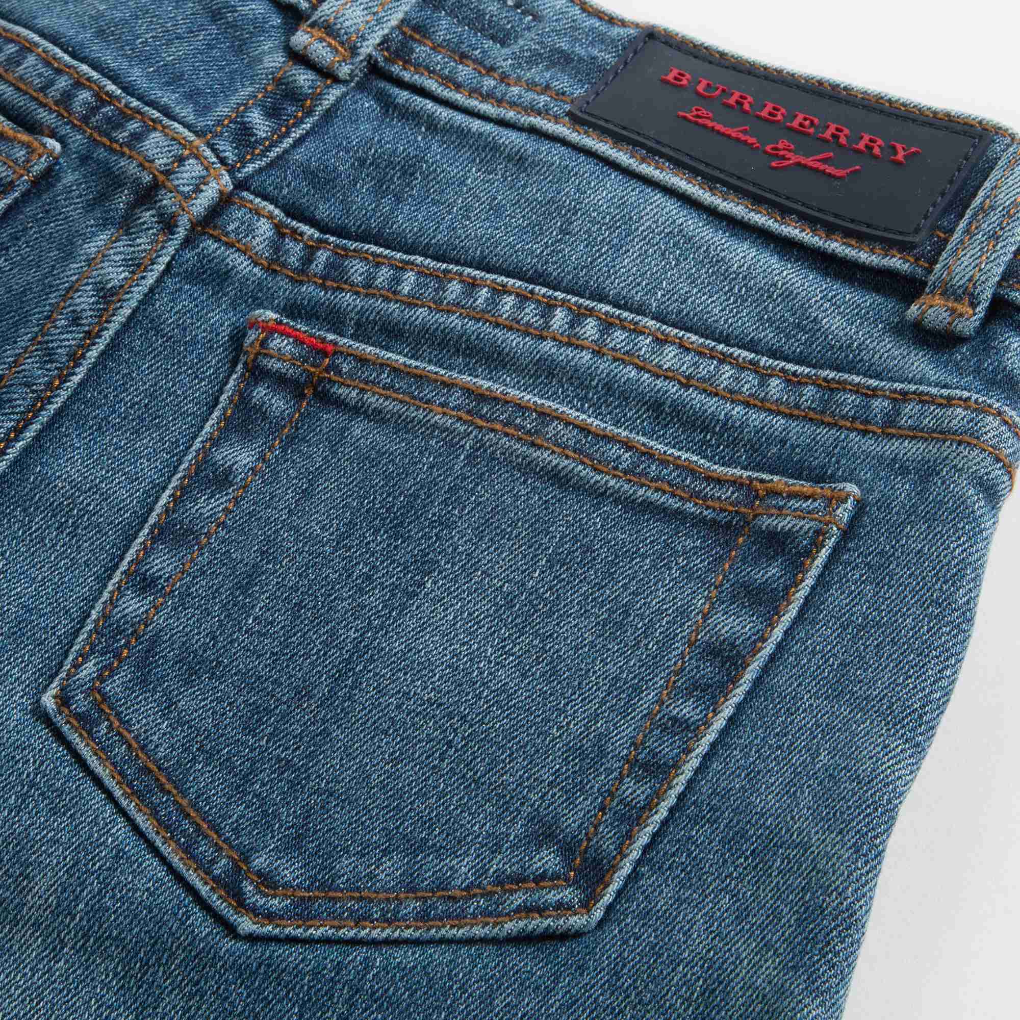 Girls Mid Indigo Cotton Trousers