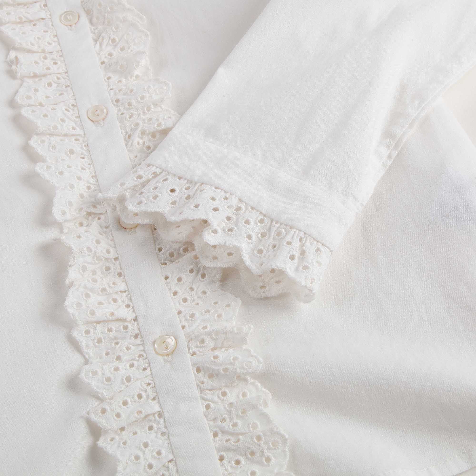 Girls White Lace Shirt - CÉMAROSE | Children's Fashion Store - 4