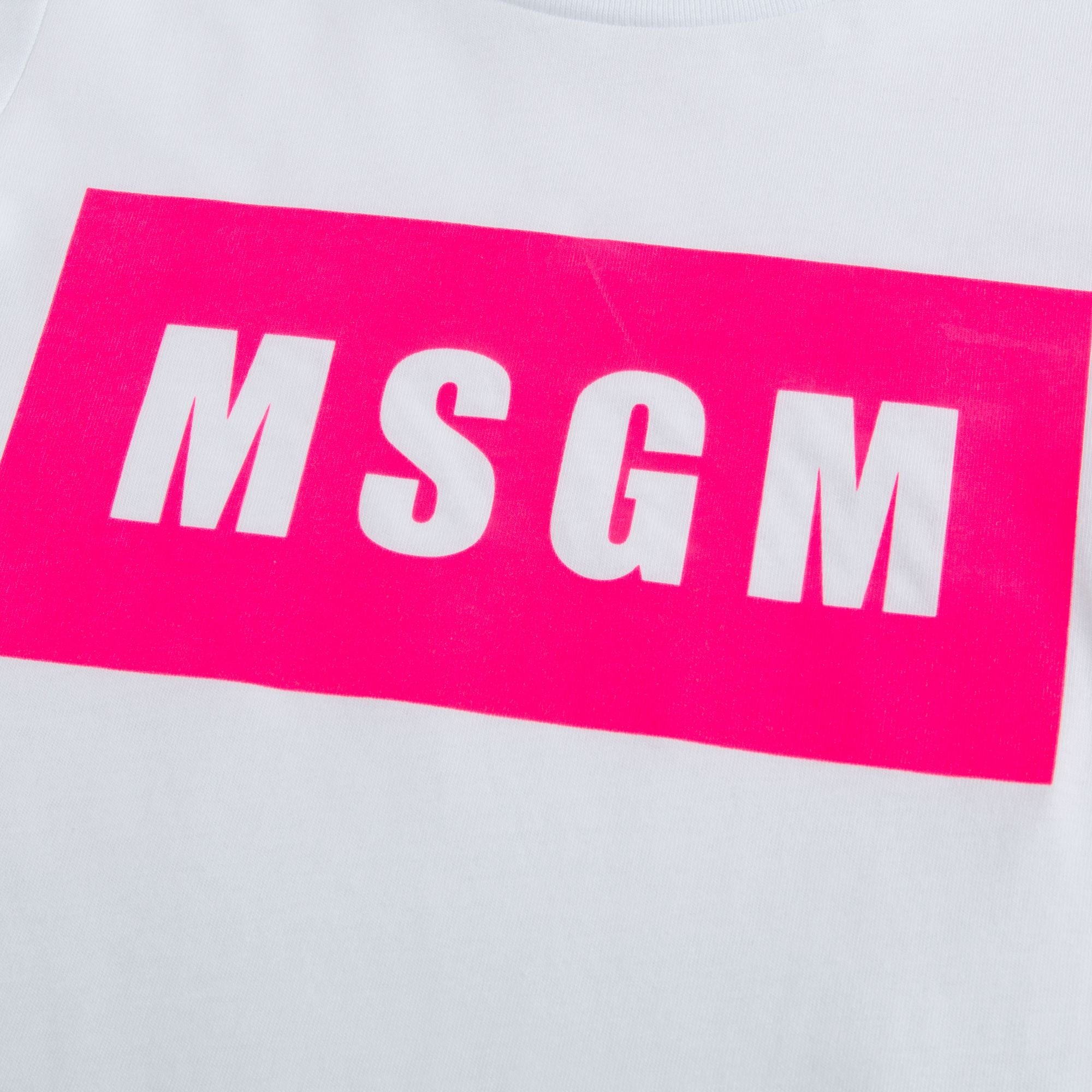 Girls White Cotton Logo T-shirt