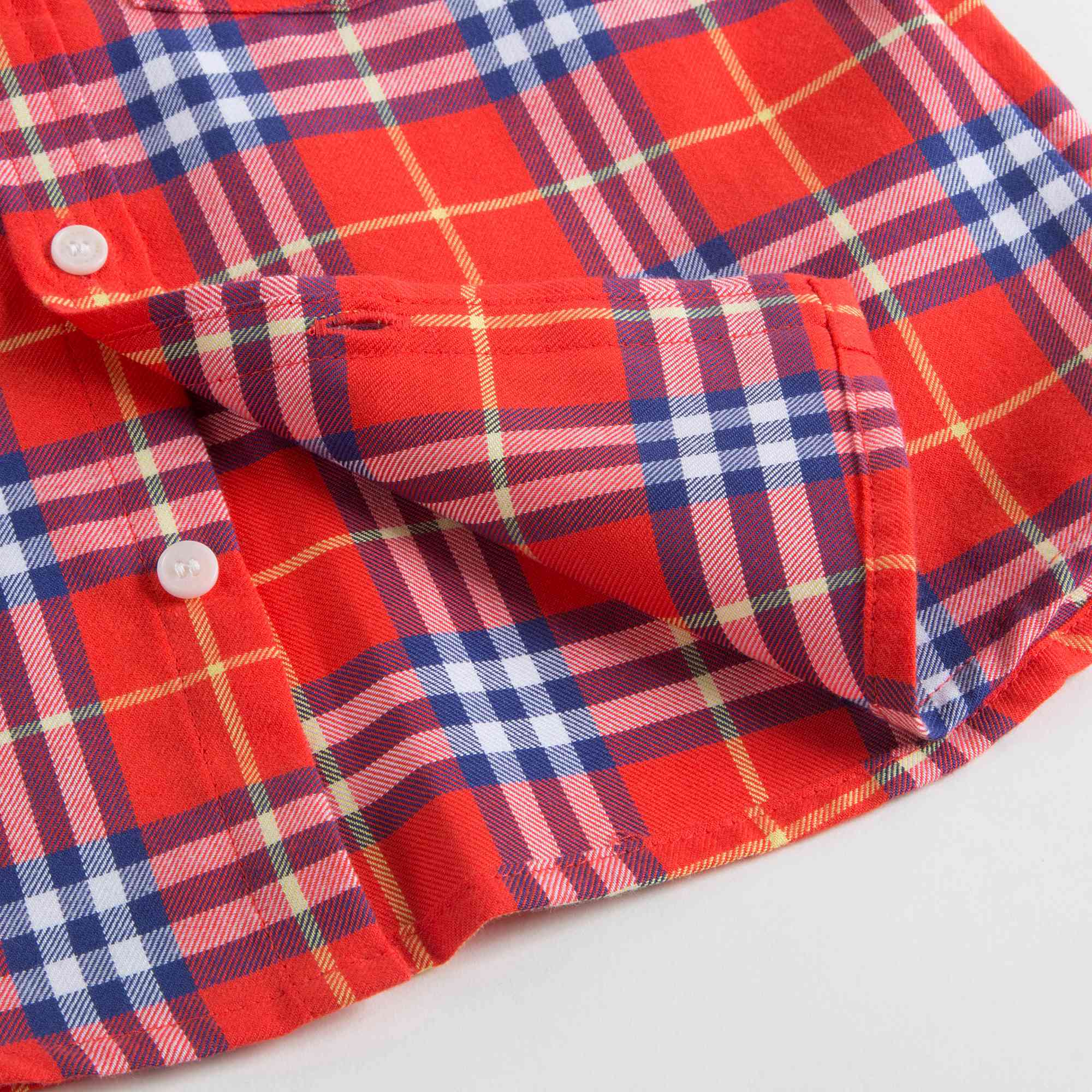 Baby Boys Orange Red Check Cotton Shirt