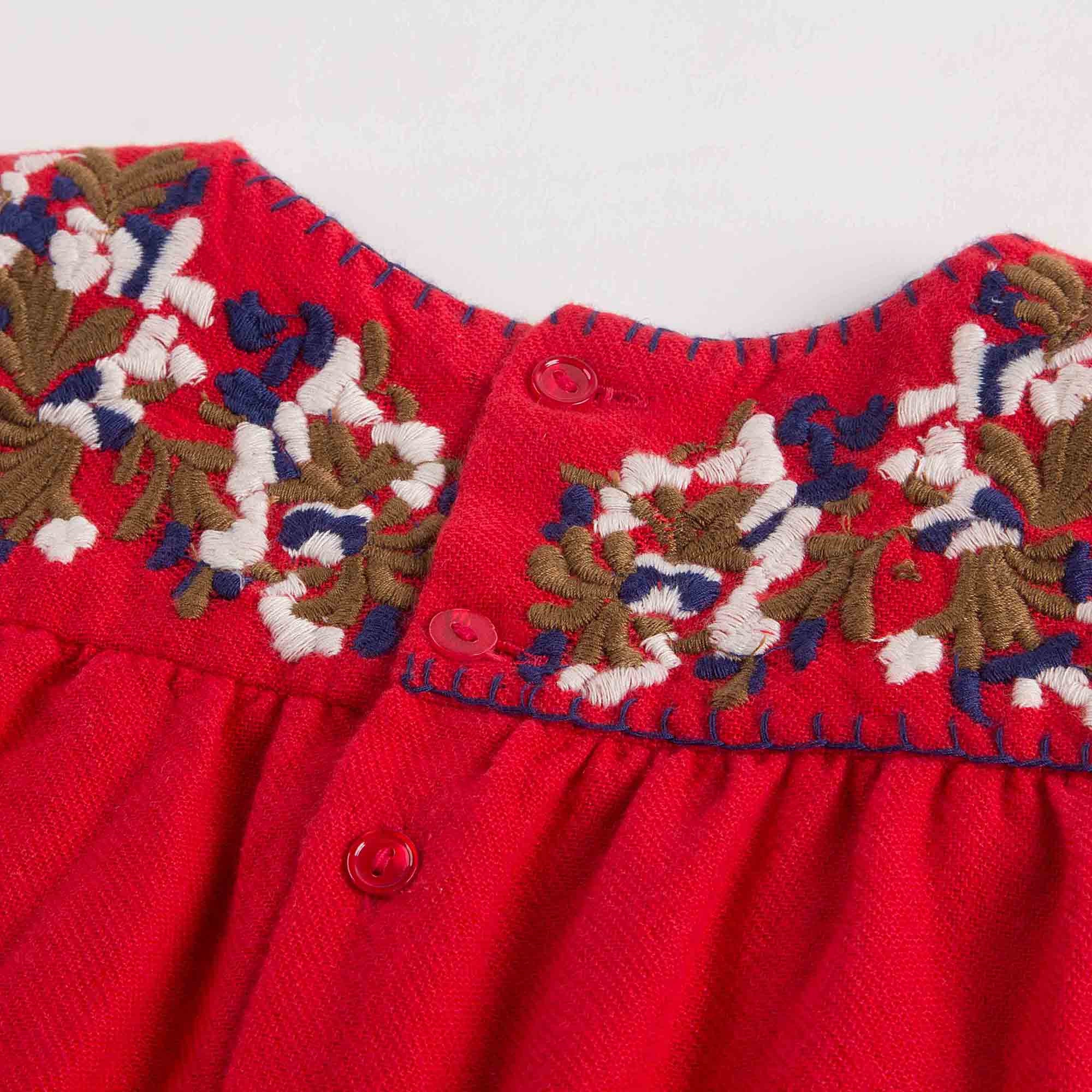 Baby Girls Red Embroidered Dresses - CÉMAROSE | Children's Fashion Store - 7